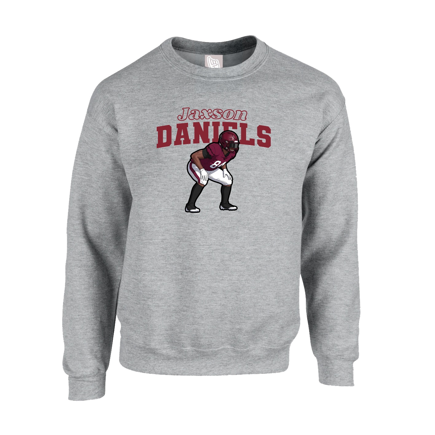 Fleece Crew — Name Arch in Grey