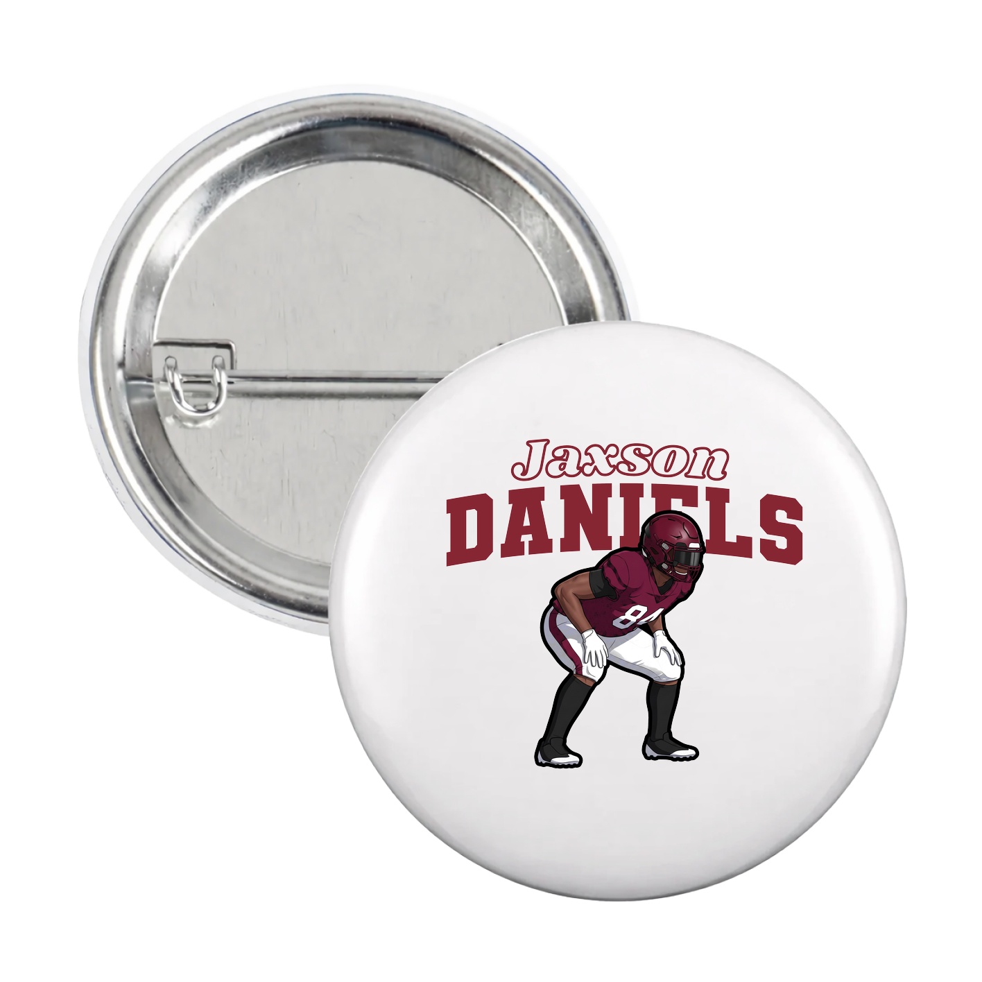 Game Day Button — Name Arch in White