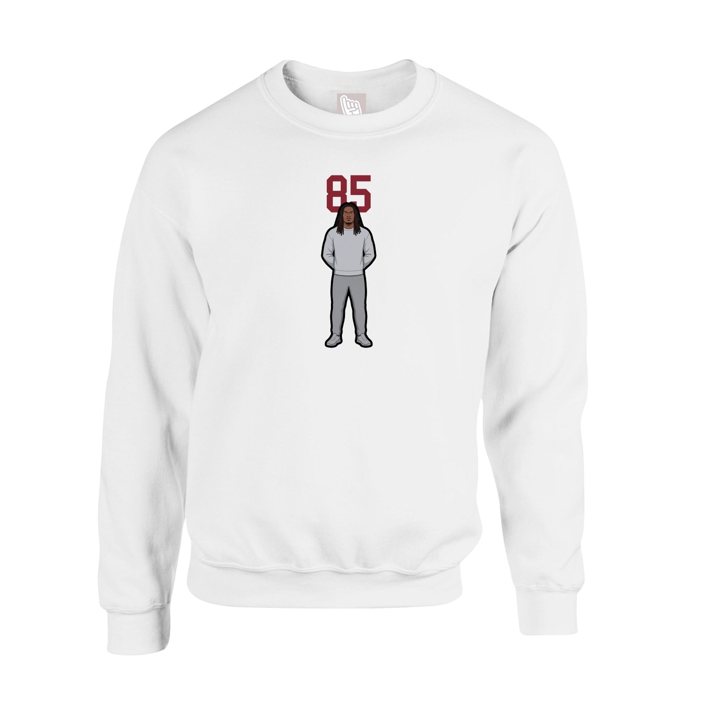 Fleece Crew — Number Top in White