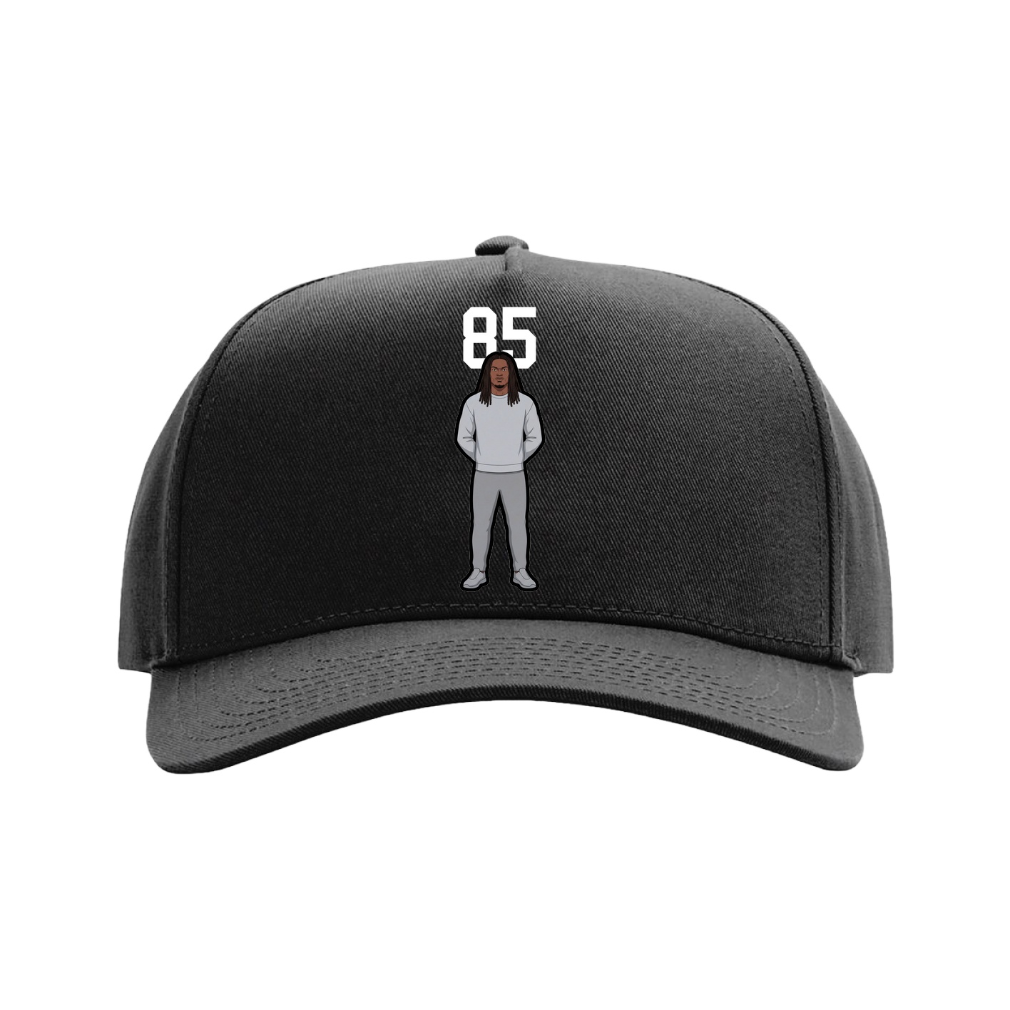 Full Fabric Five-Panel Champ Cap — Number Top in Black