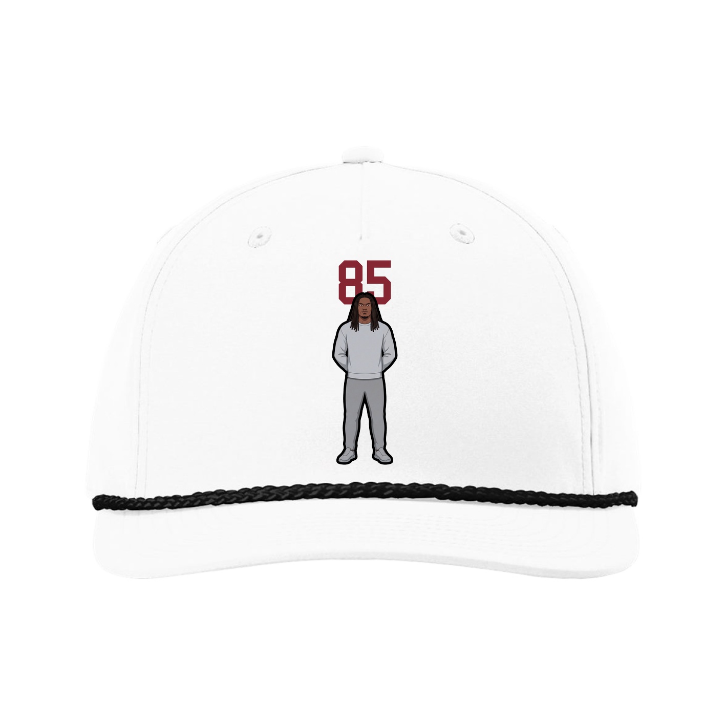 Five-Panel Classic Rope Cap — Number Top in White