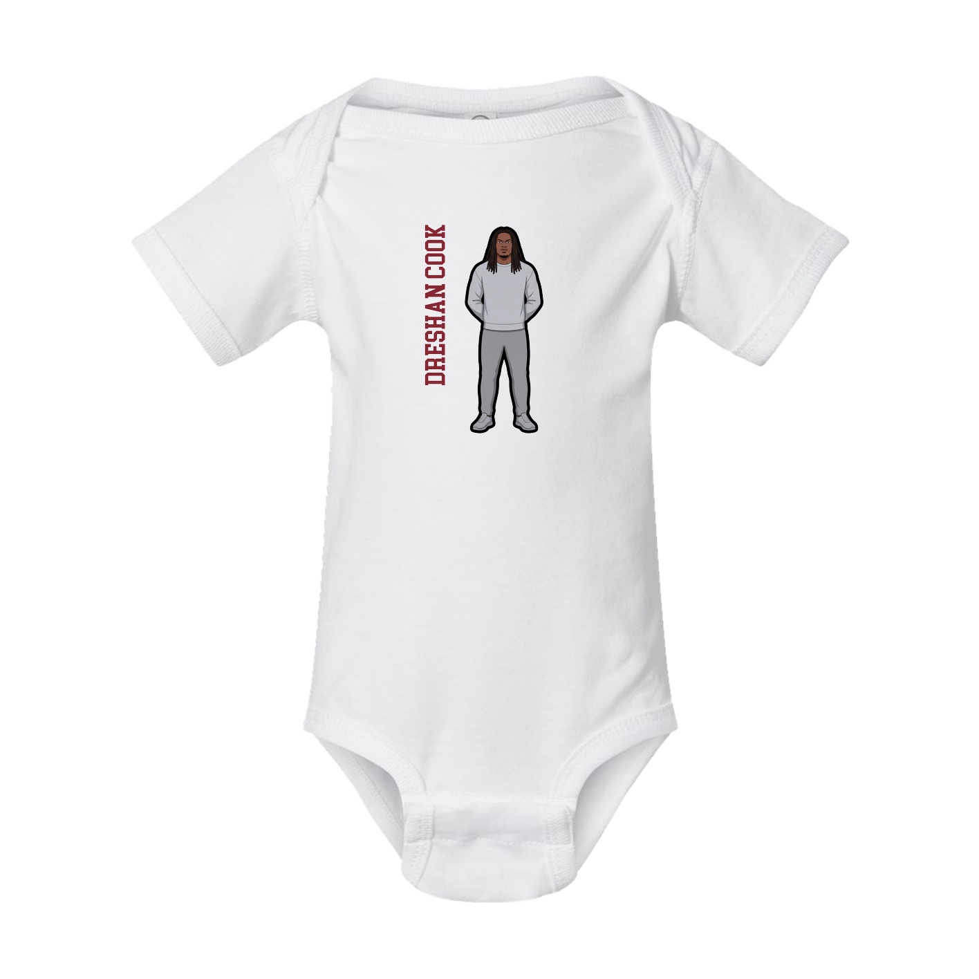Baby Onesie — Name Vertical in White