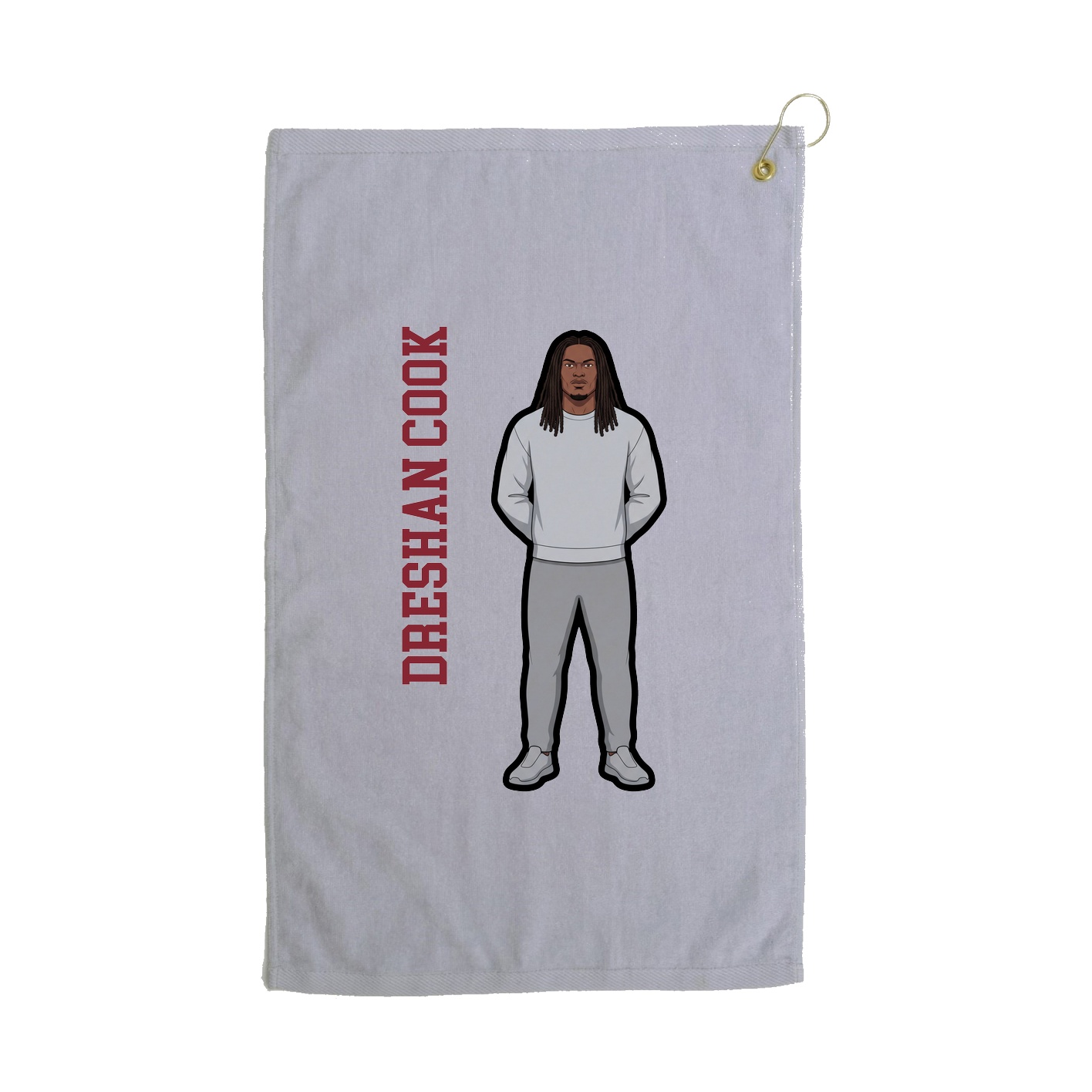 Golf Towel — Name Vertical in Grey