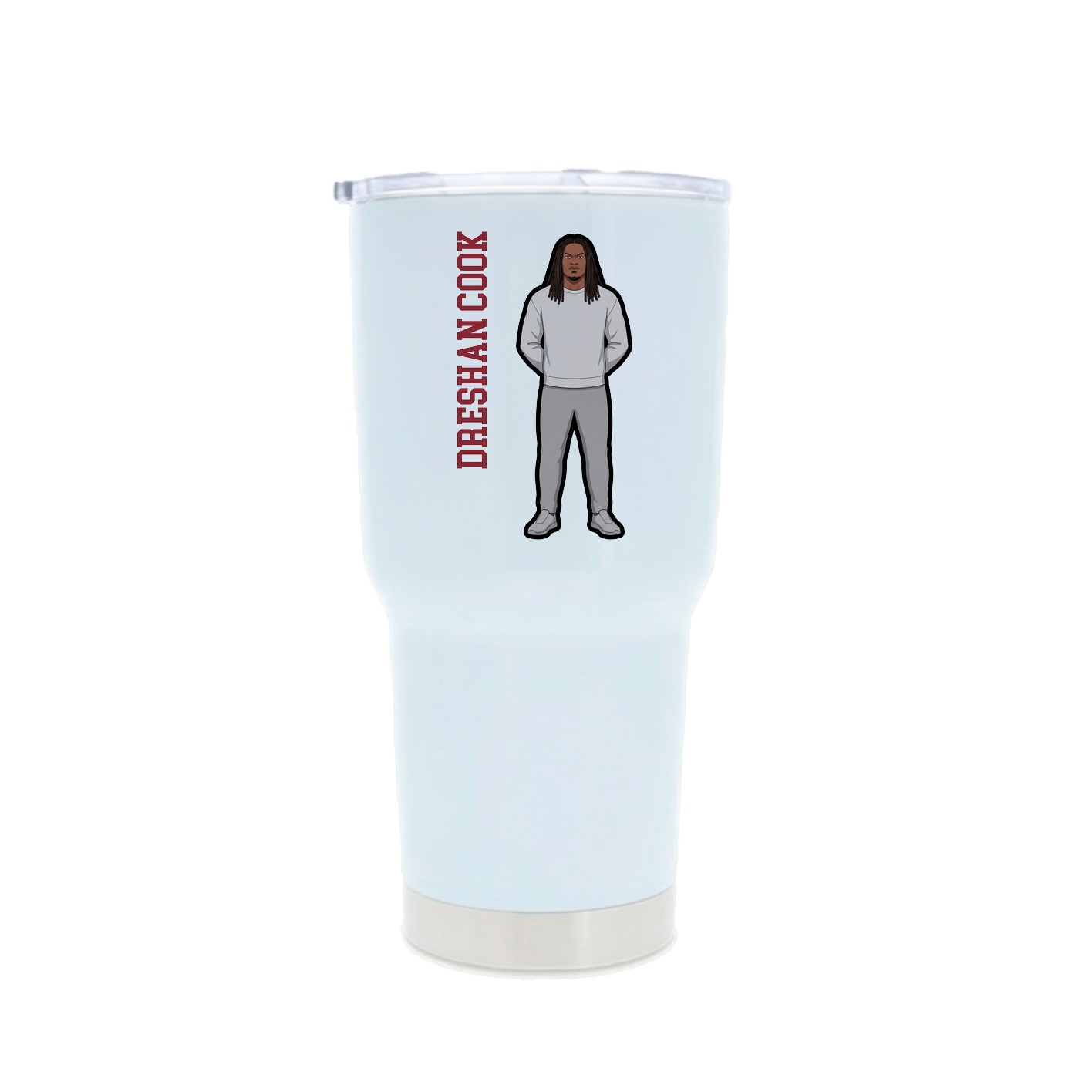 30oz Stainless Steel Tumbler — Name Vertical in White