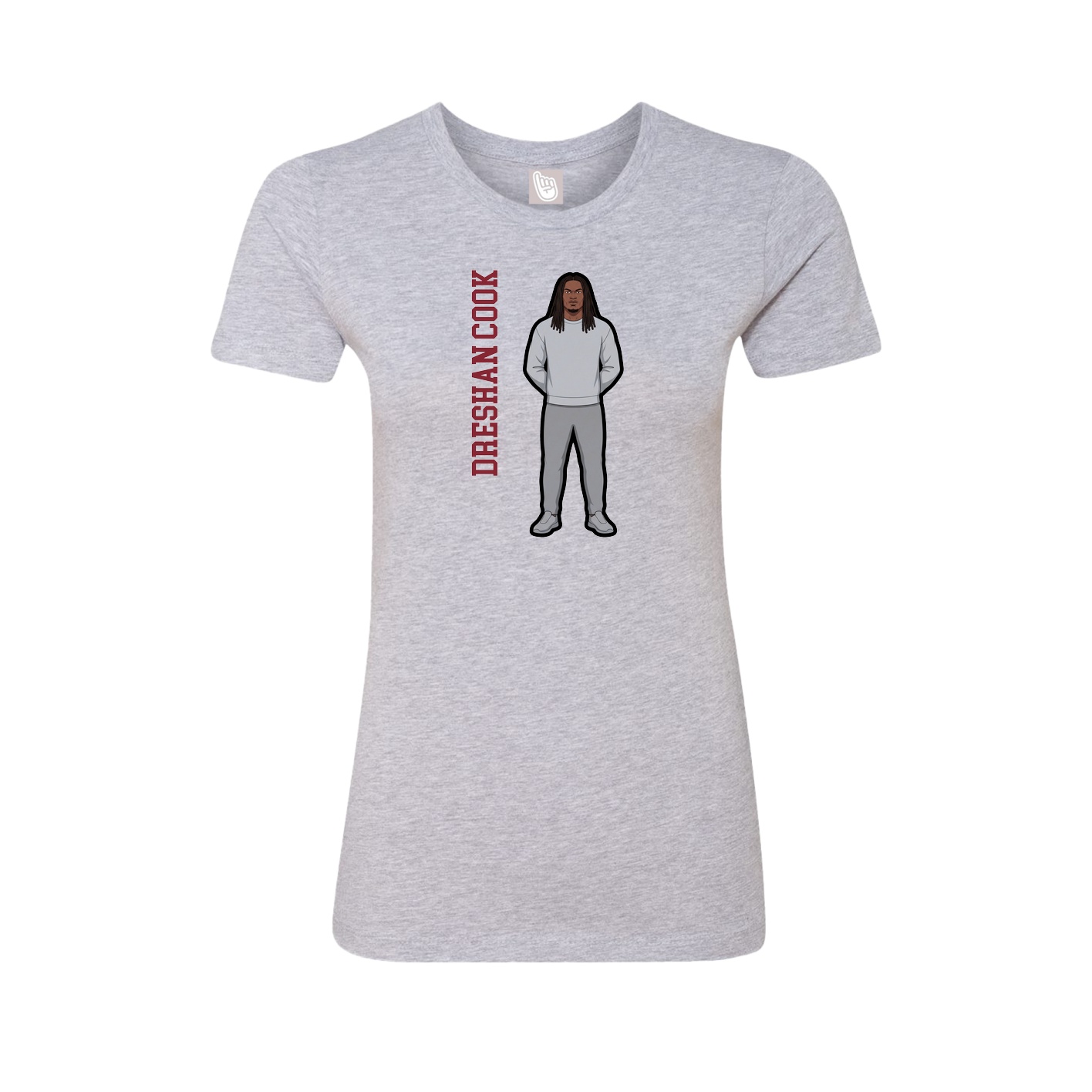 Fitted Women's Tee — Name Vertical in Grey
