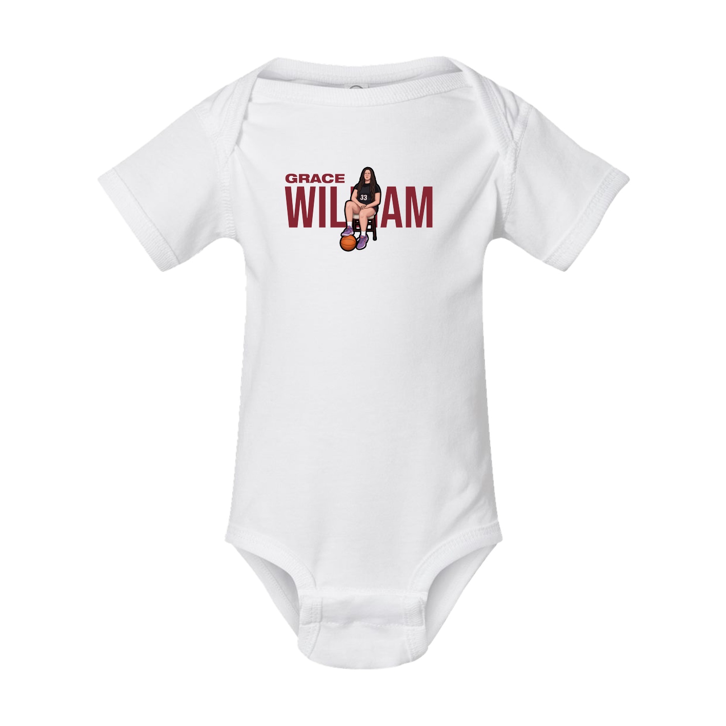 Baby Onesie — Player Name in White