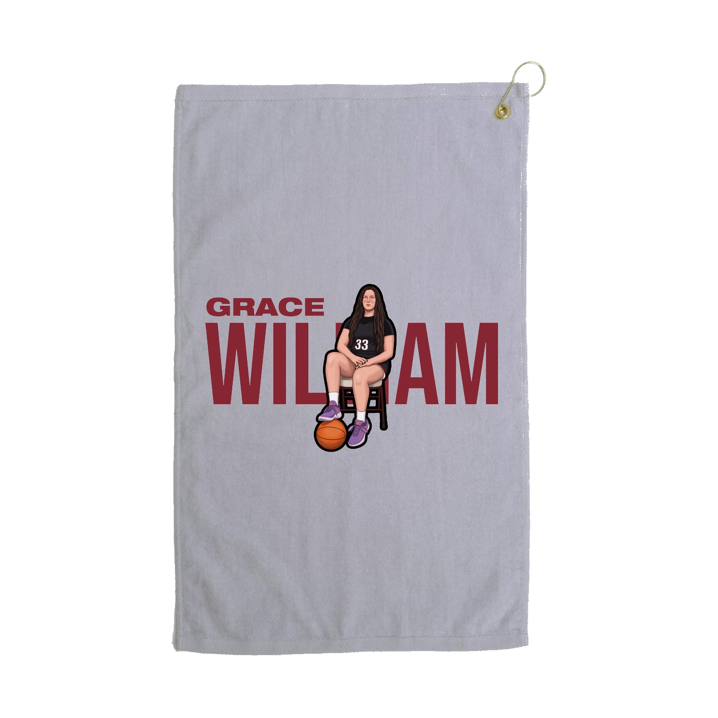 Golf Towel — Player Name in Grey