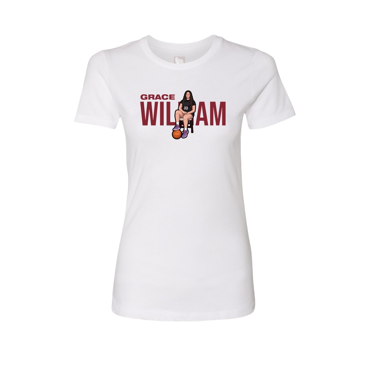 Fitted Women's Tee — Player Name in White