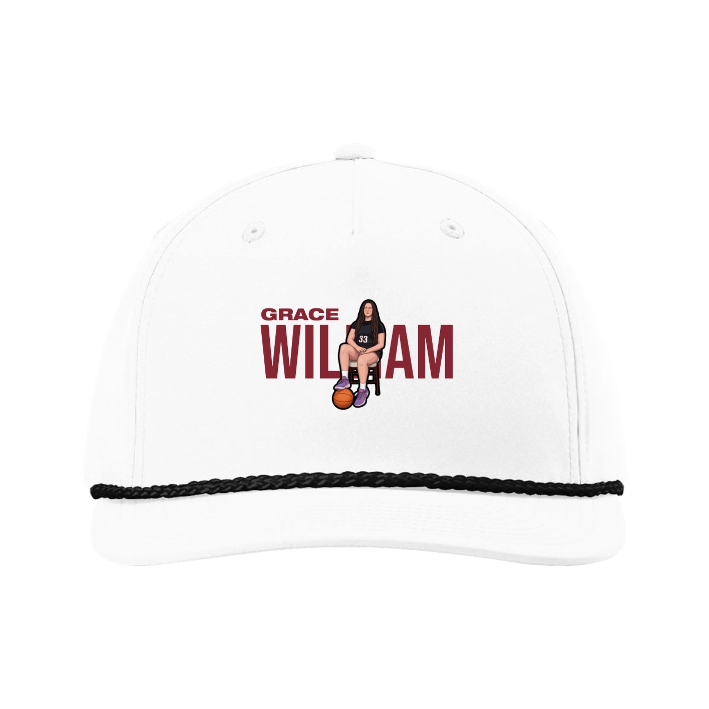 Five-Panel Classic Rope Cap — Player Name in White