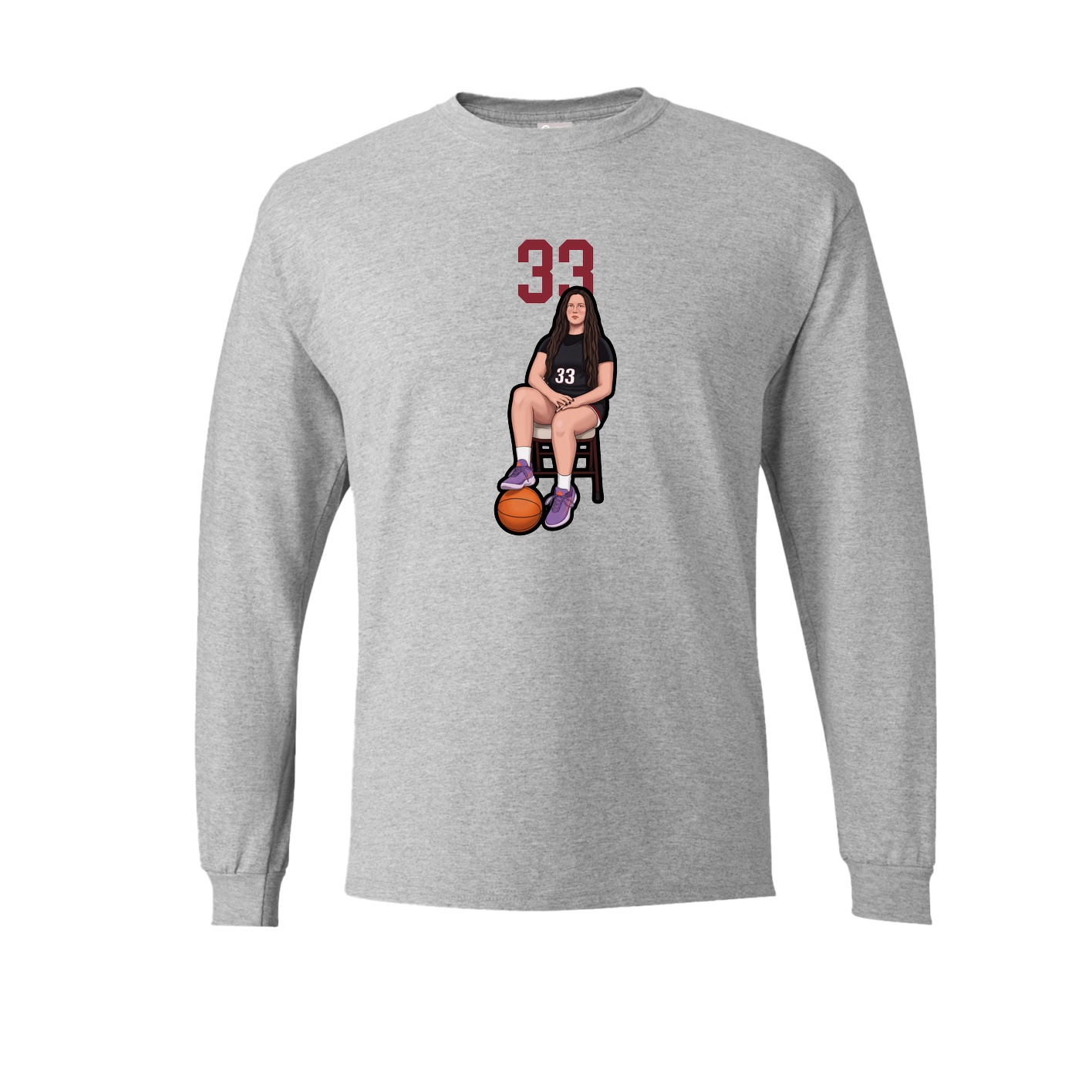 Long Sleeve Tee — Number Top in Grey