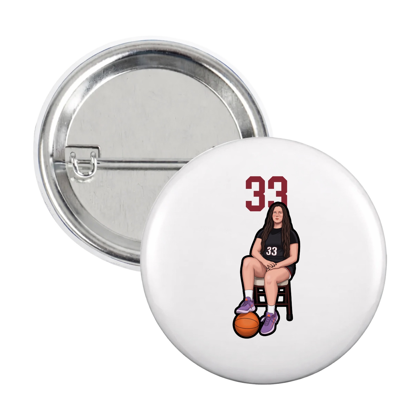Game Day Button — Number Top in White