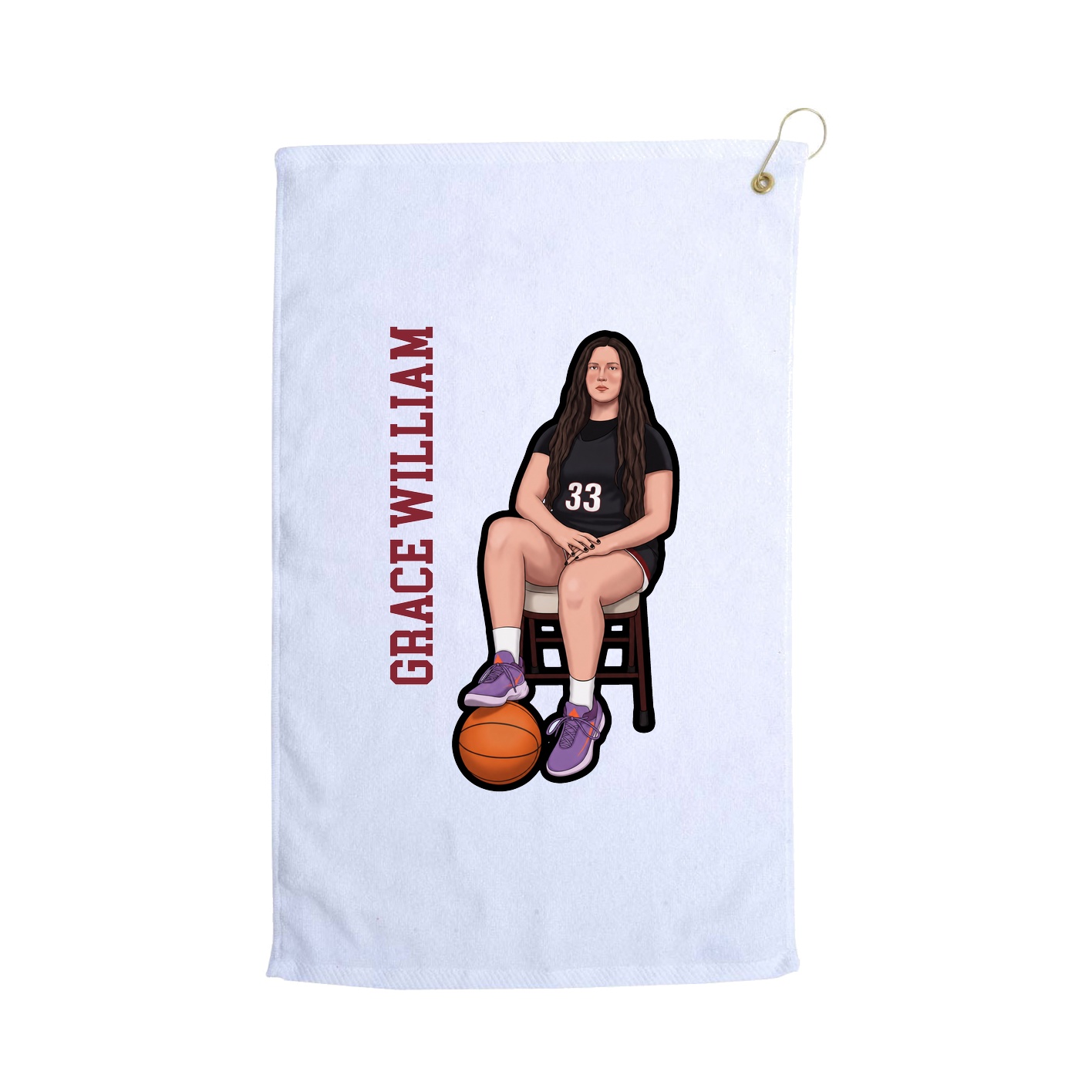 Golf Towel — Name Vertical in White