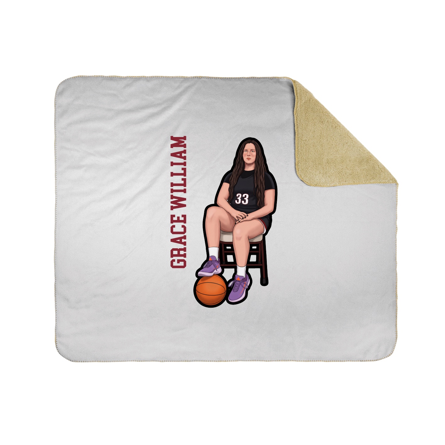 Throw Blanket — Name Vertical in White