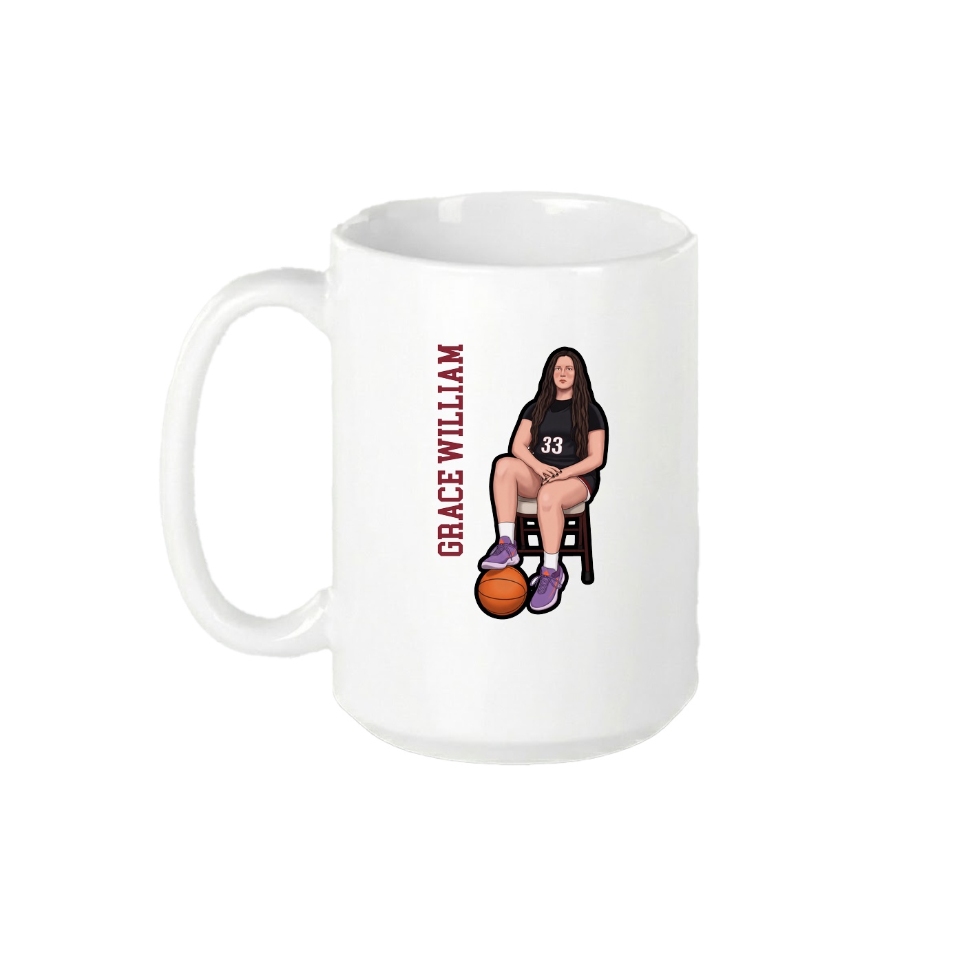 15oz Coffee Mug — Name Vertical in White