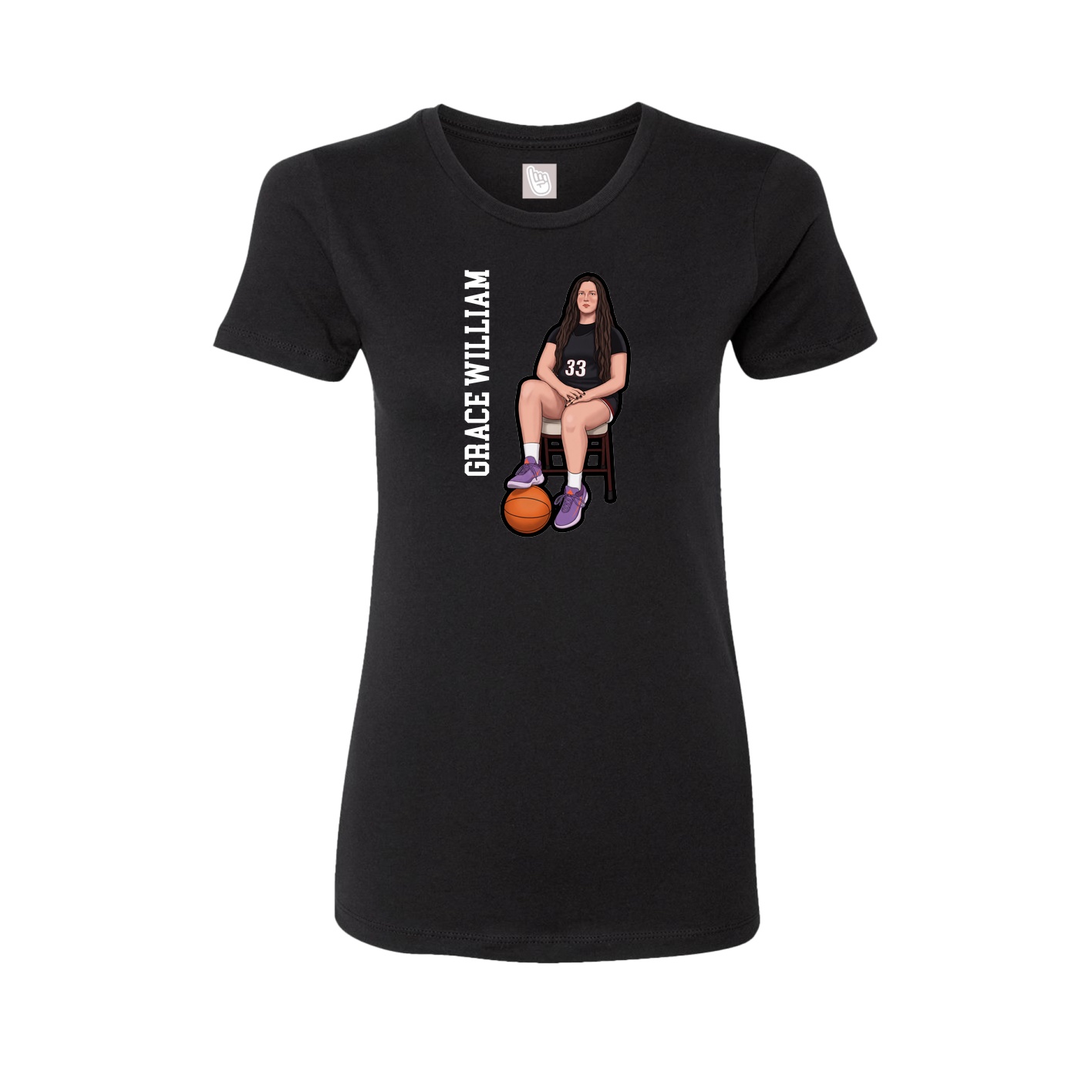 Fitted Women's Tee — Name Vertical in Black
