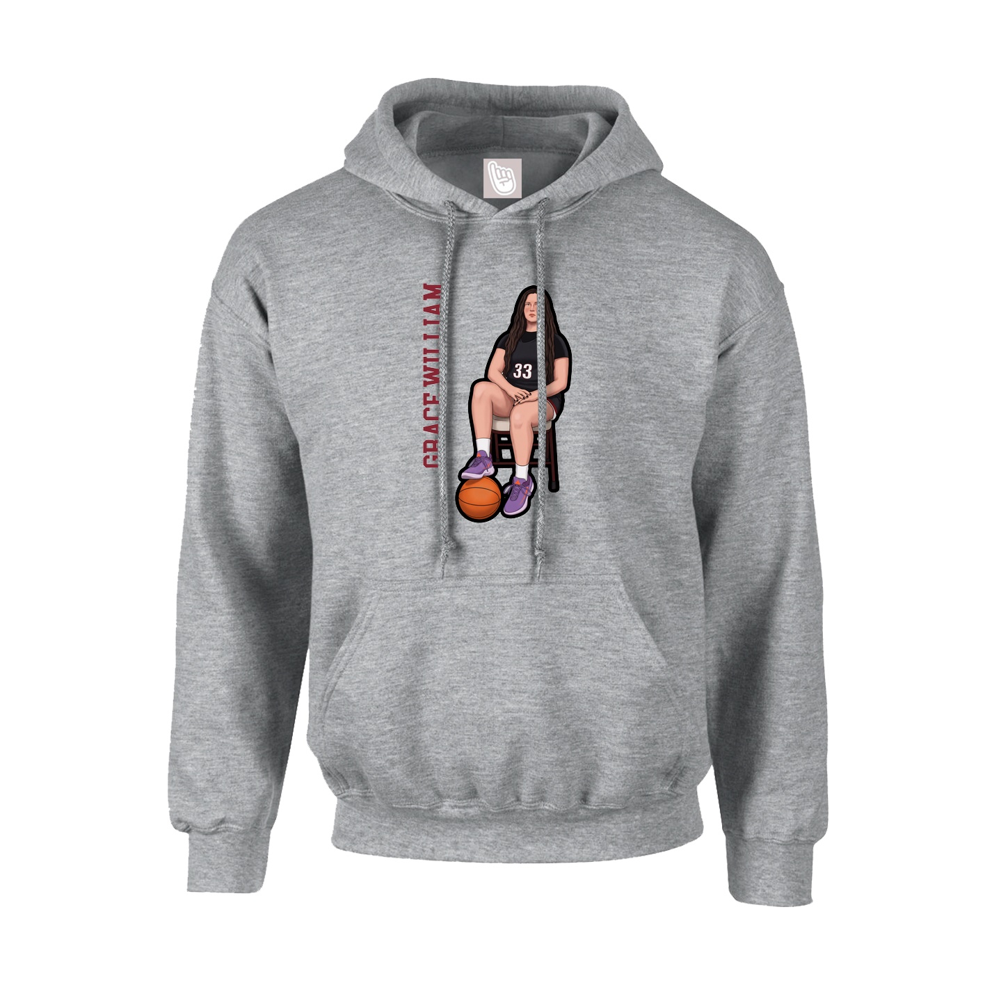 Youth Hoodie — Name Vertical in Grey