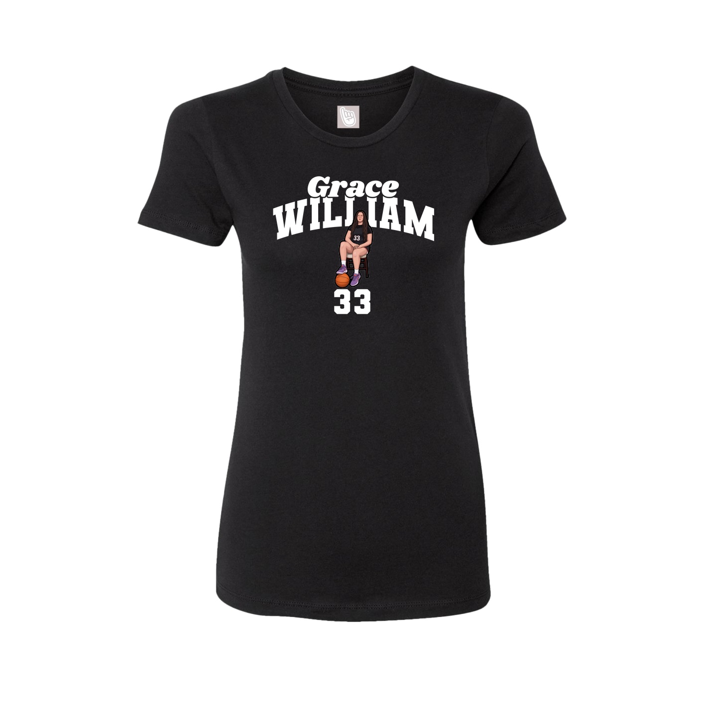 Fitted Women's Tee — Signature Arch in Black