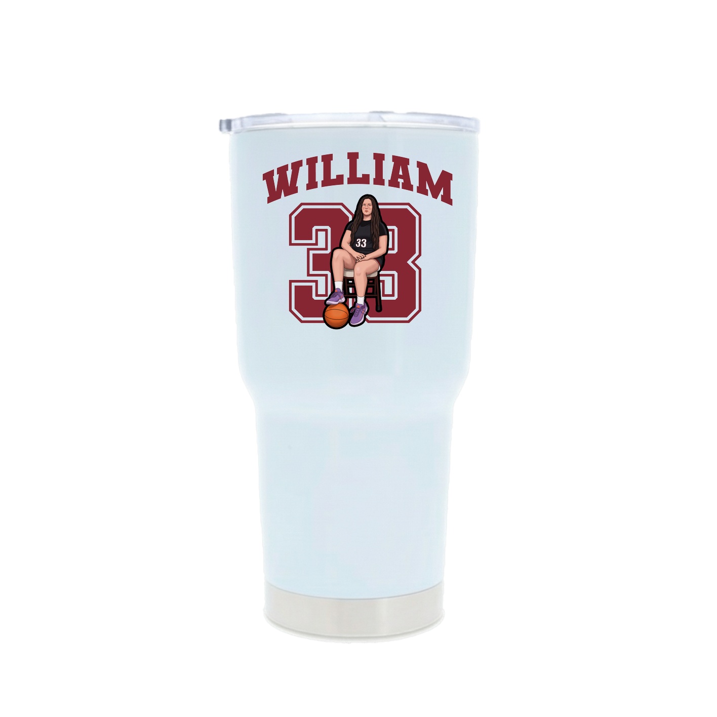 30oz Stainless Steel Tumbler — Number in White