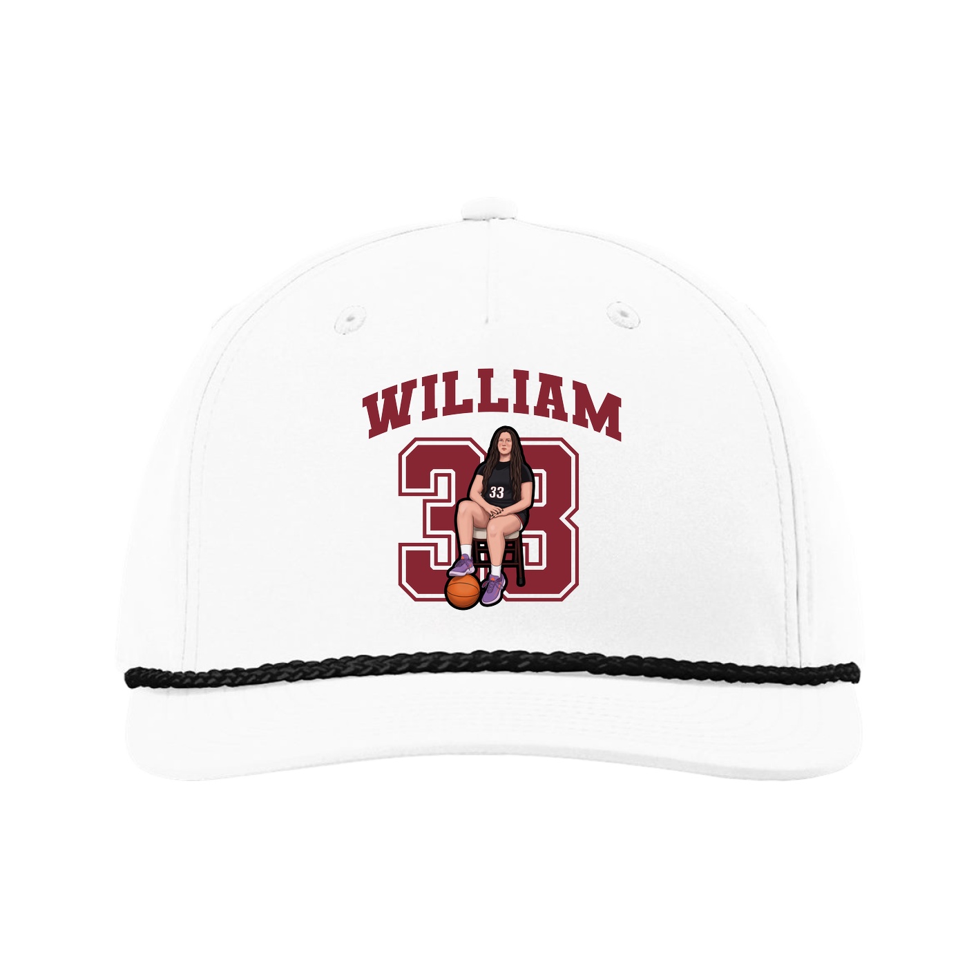 Five-Panel Classic Rope Cap — Number in White