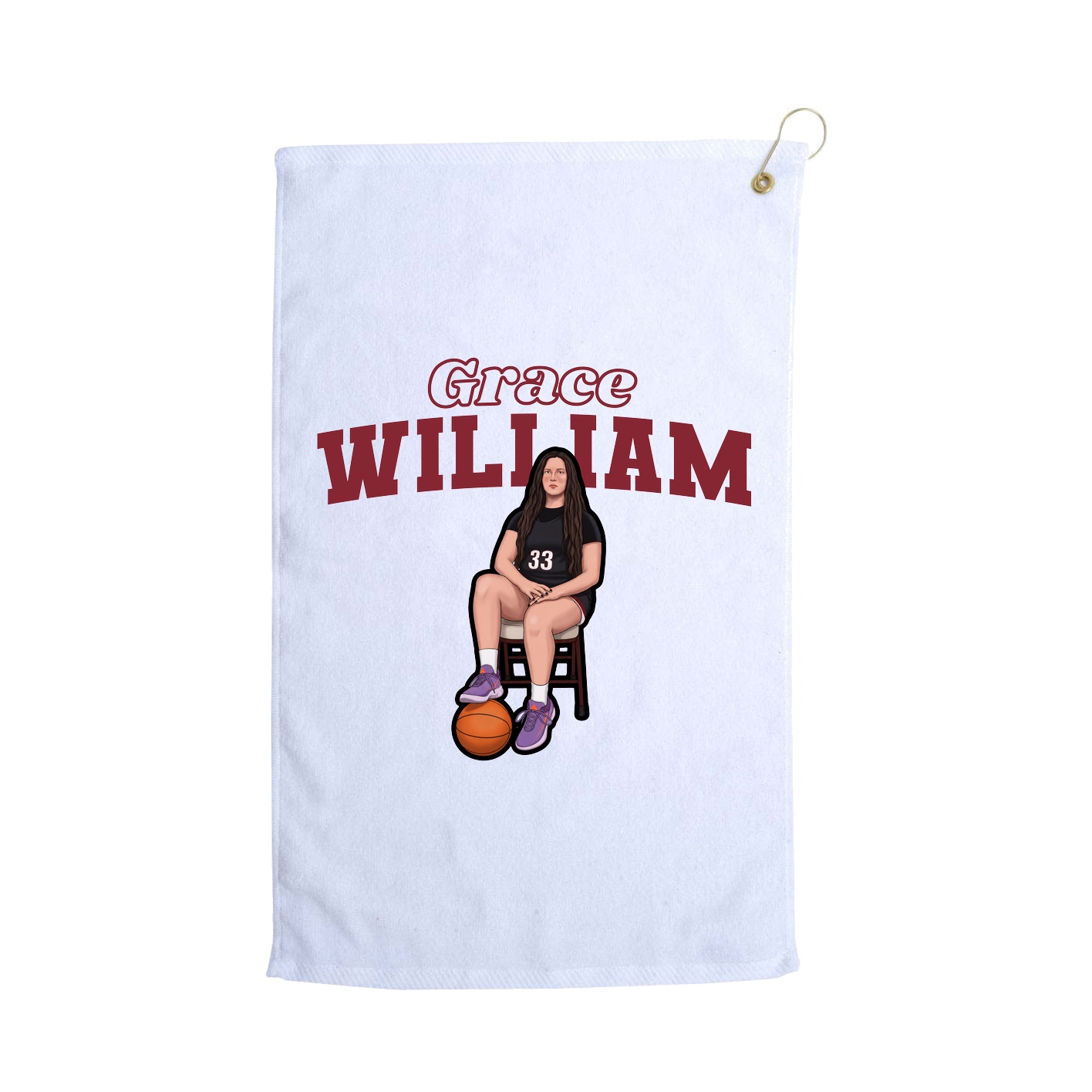 Golf Towel — Name Arch in White
