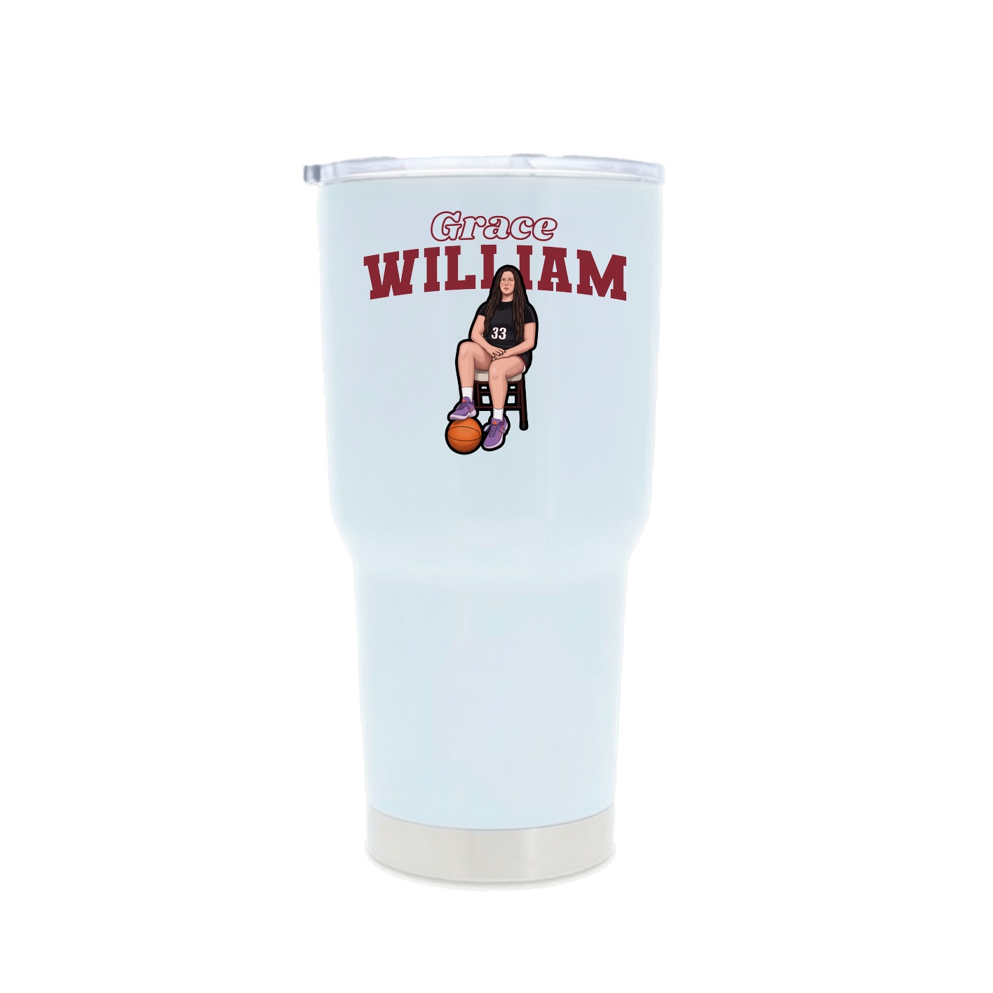 30oz Stainless Steel Tumbler — Name Arch in White