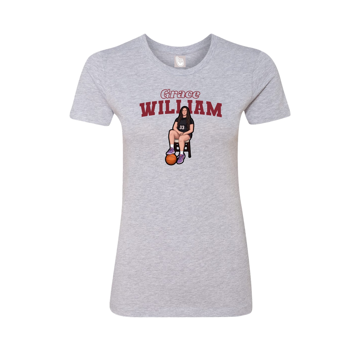 Fitted Women's Tee — Name Arch in Grey