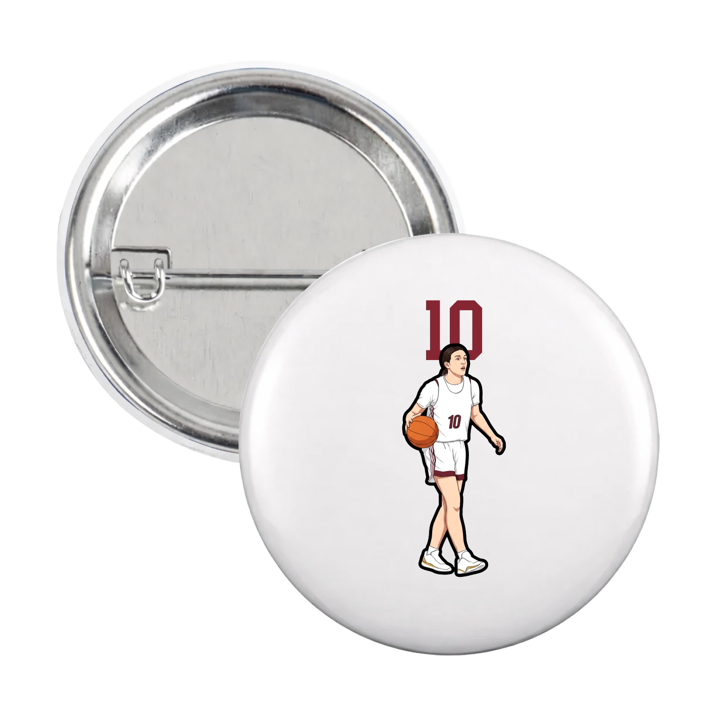 Game Day Button — Number Top in White