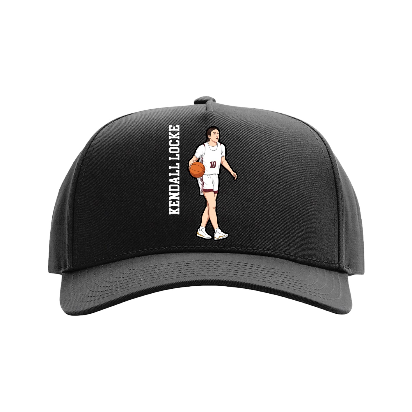 Full Fabric Five-Panel Champ Cap — Name Vertical in Black
