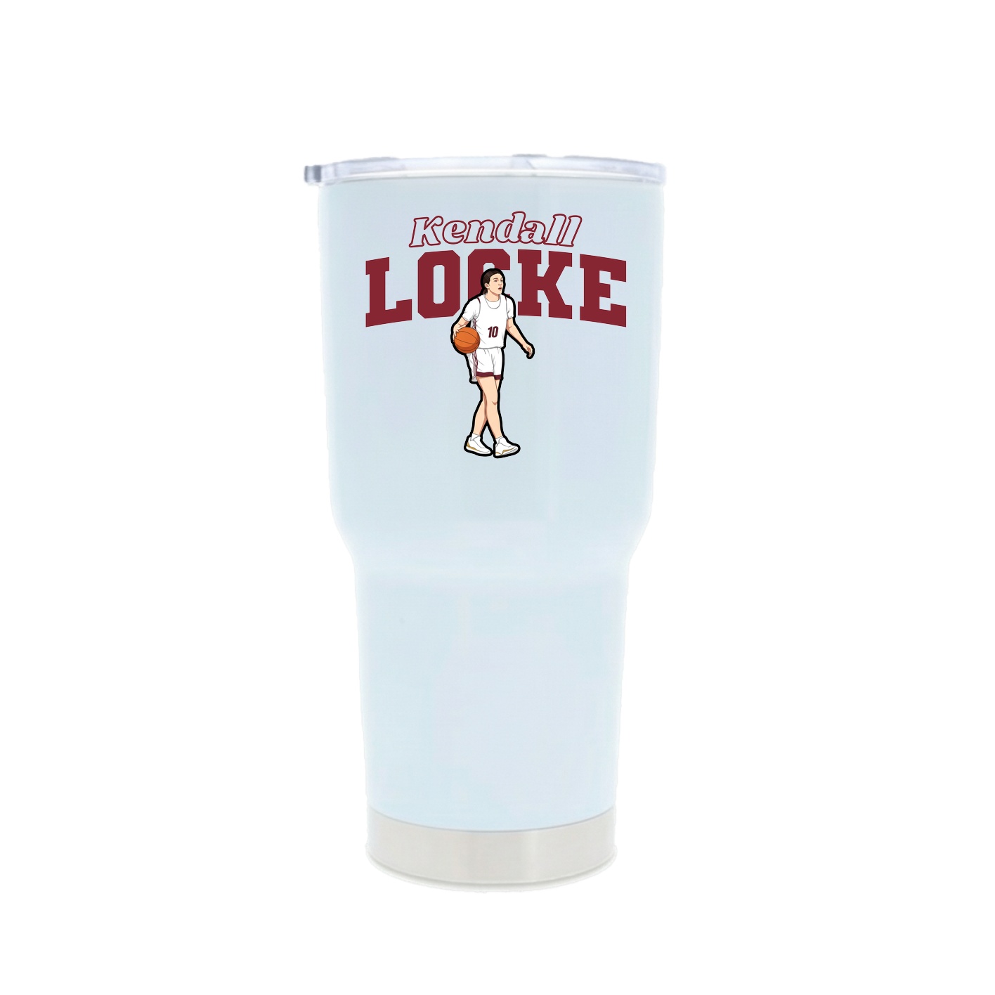 30oz Stainless Steel Tumbler — Name Arch in White