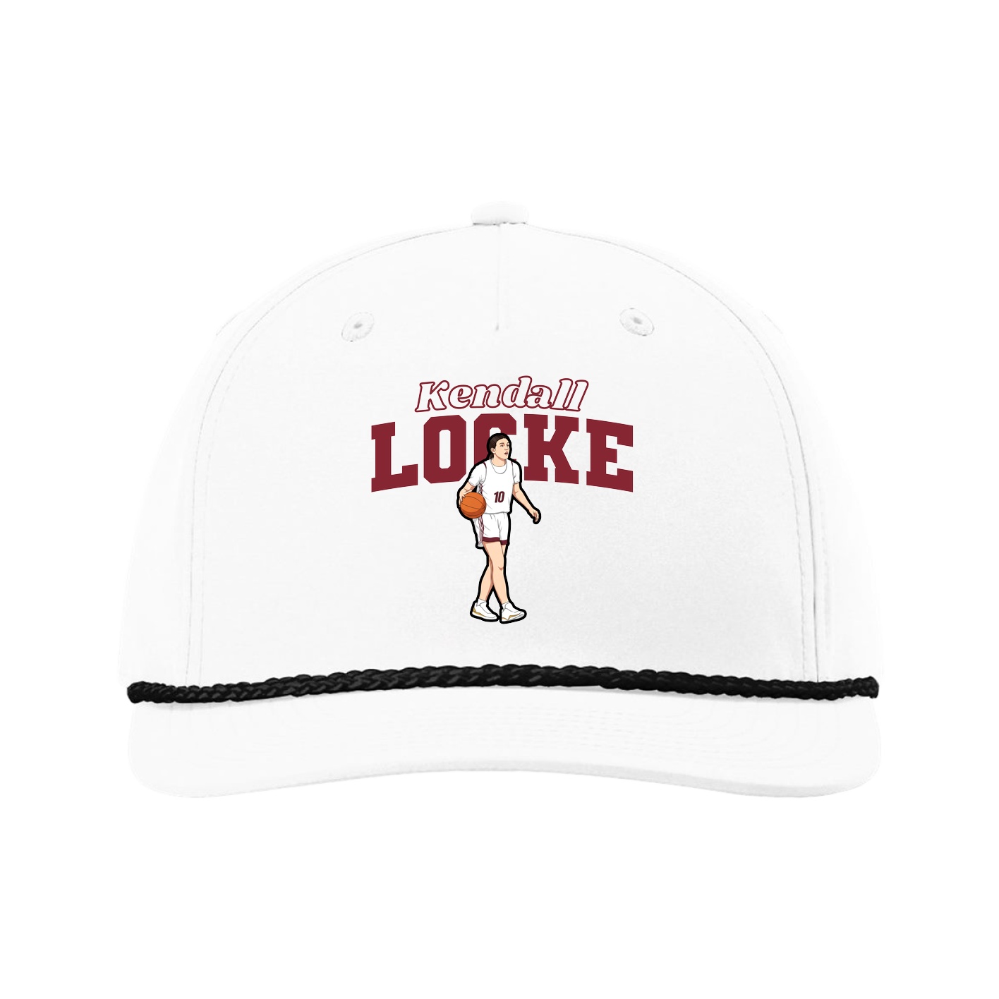 Five-Panel Classic Rope Cap — Name Arch in White