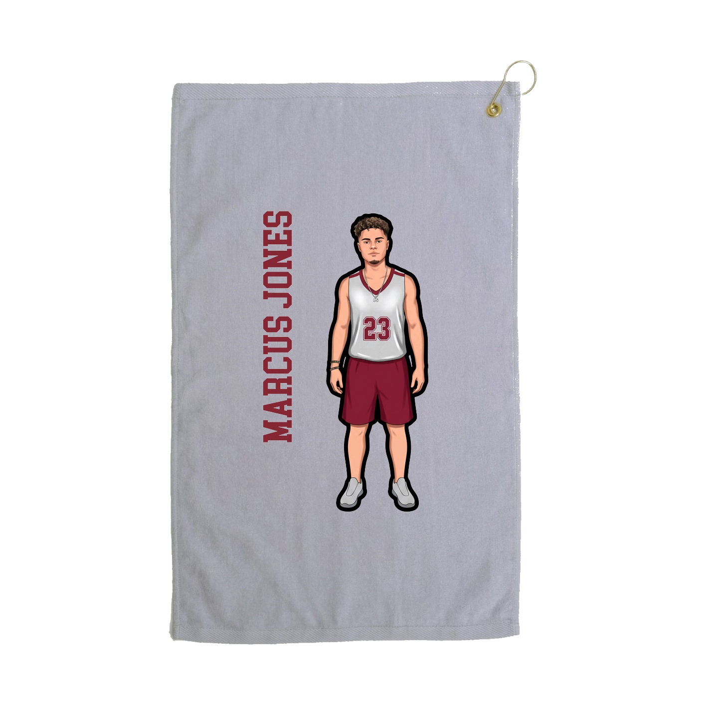 Golf Towel — Name Vertical in Grey