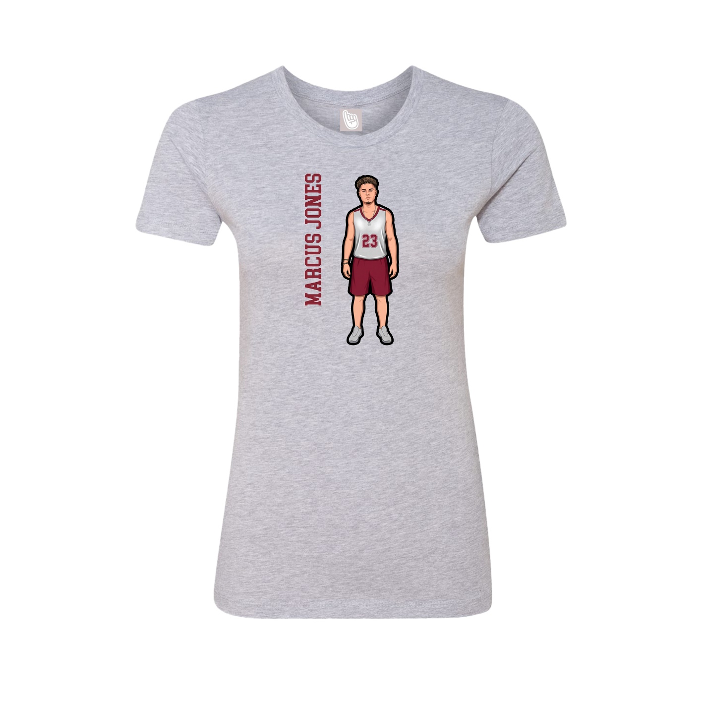 Fitted Women's Tee — Name Vertical in Grey