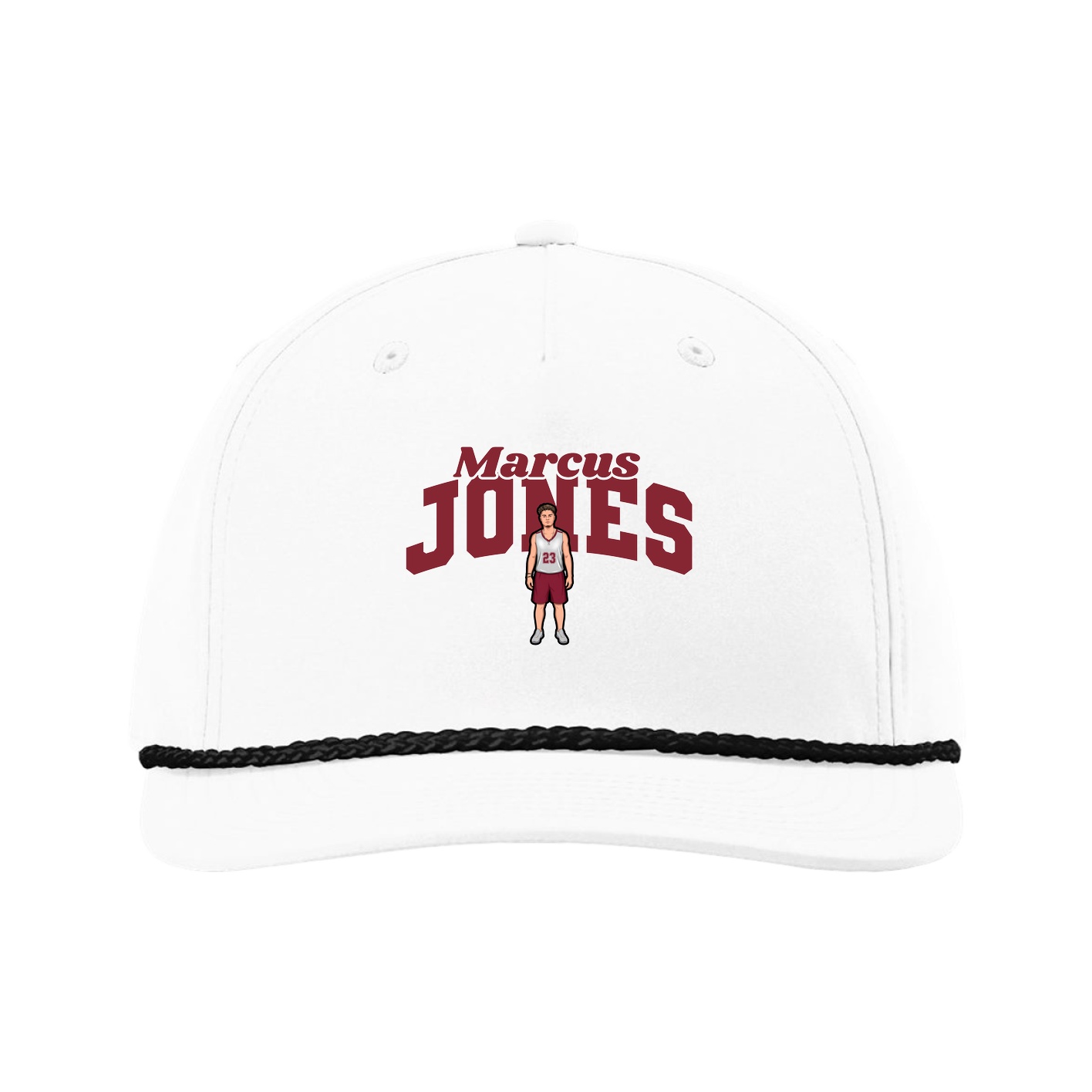 Five-Panel Classic Rope Cap — Signature Arch in White