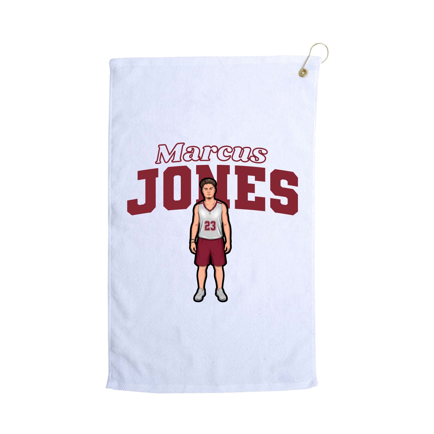 Golf Towel — Name Arch in White
