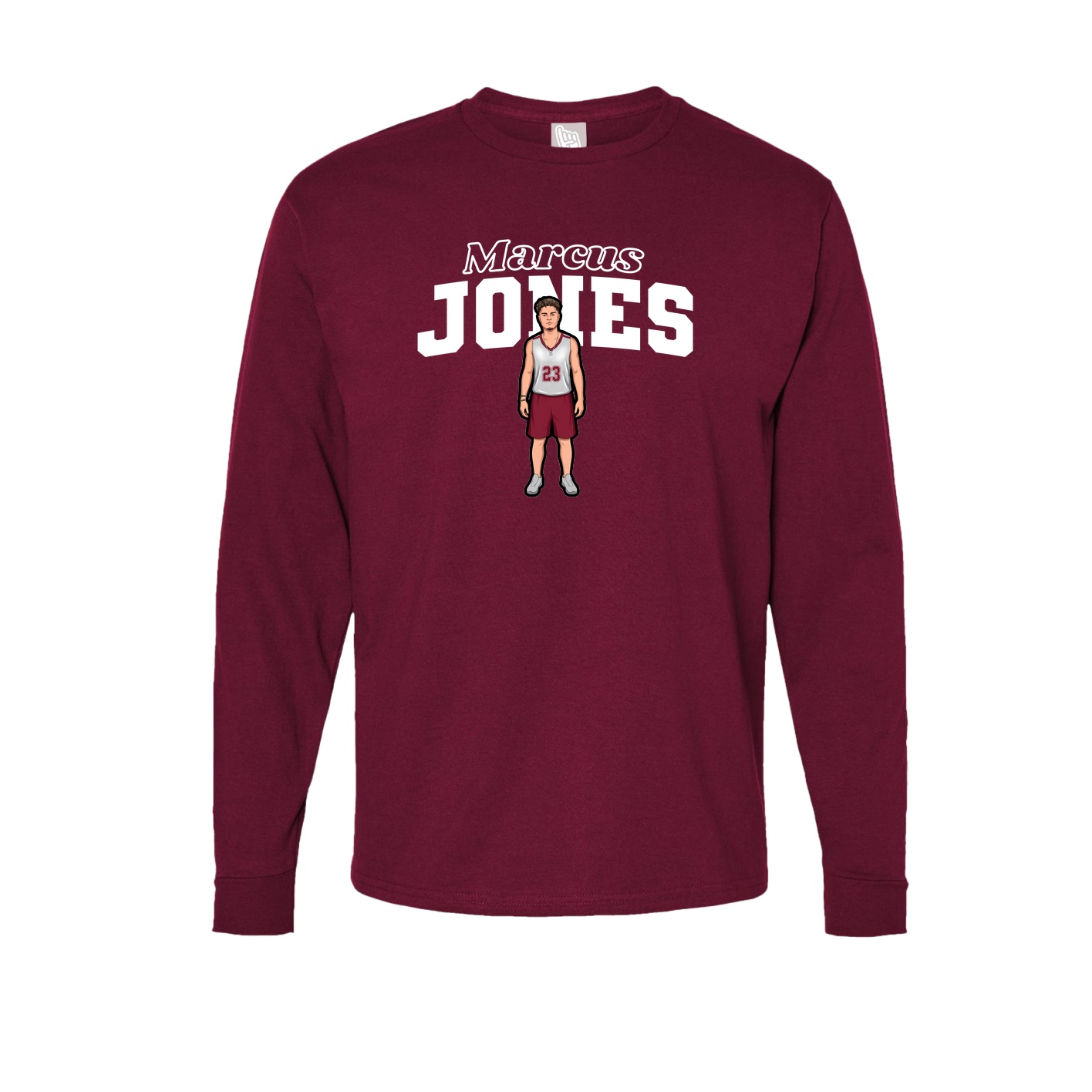 Long Sleeve Tee — Name Arch in Cardinal