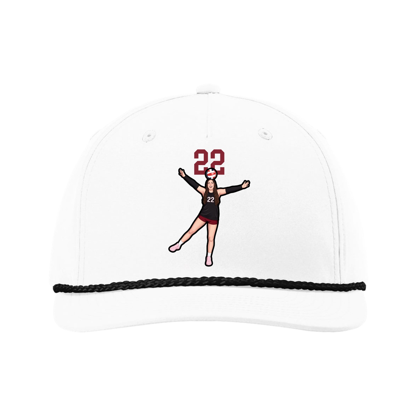 Five-Panel Classic Rope Cap — Number Top in White