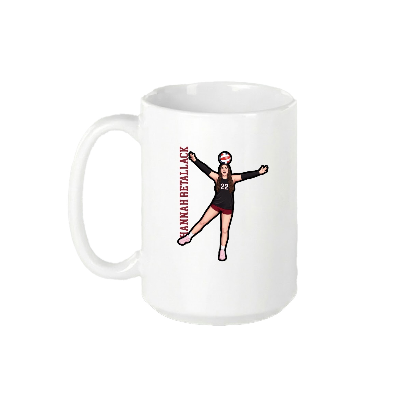 15oz Coffee Mug — Name Vertical in White