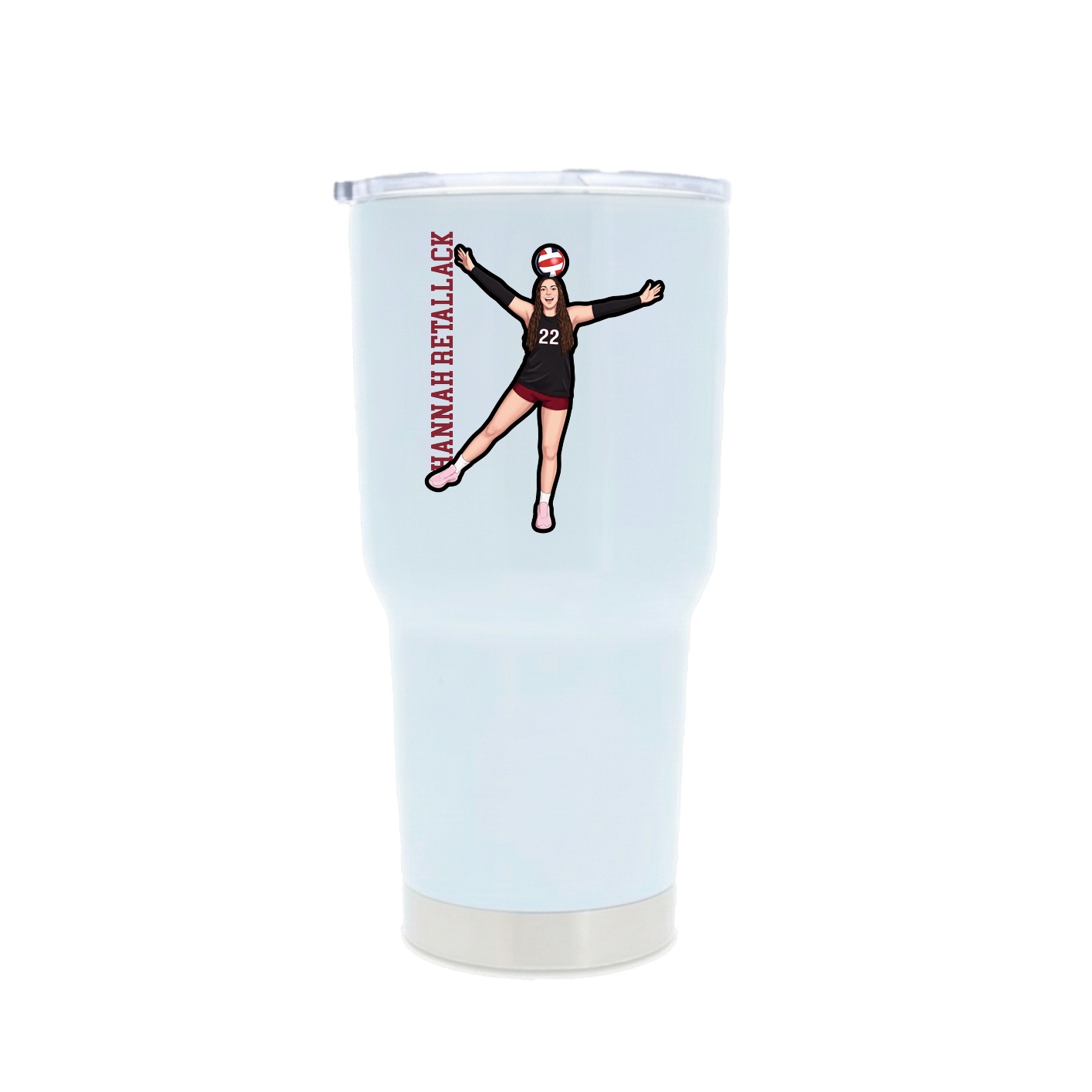 30oz Stainless Steel Tumbler — Name Vertical in White