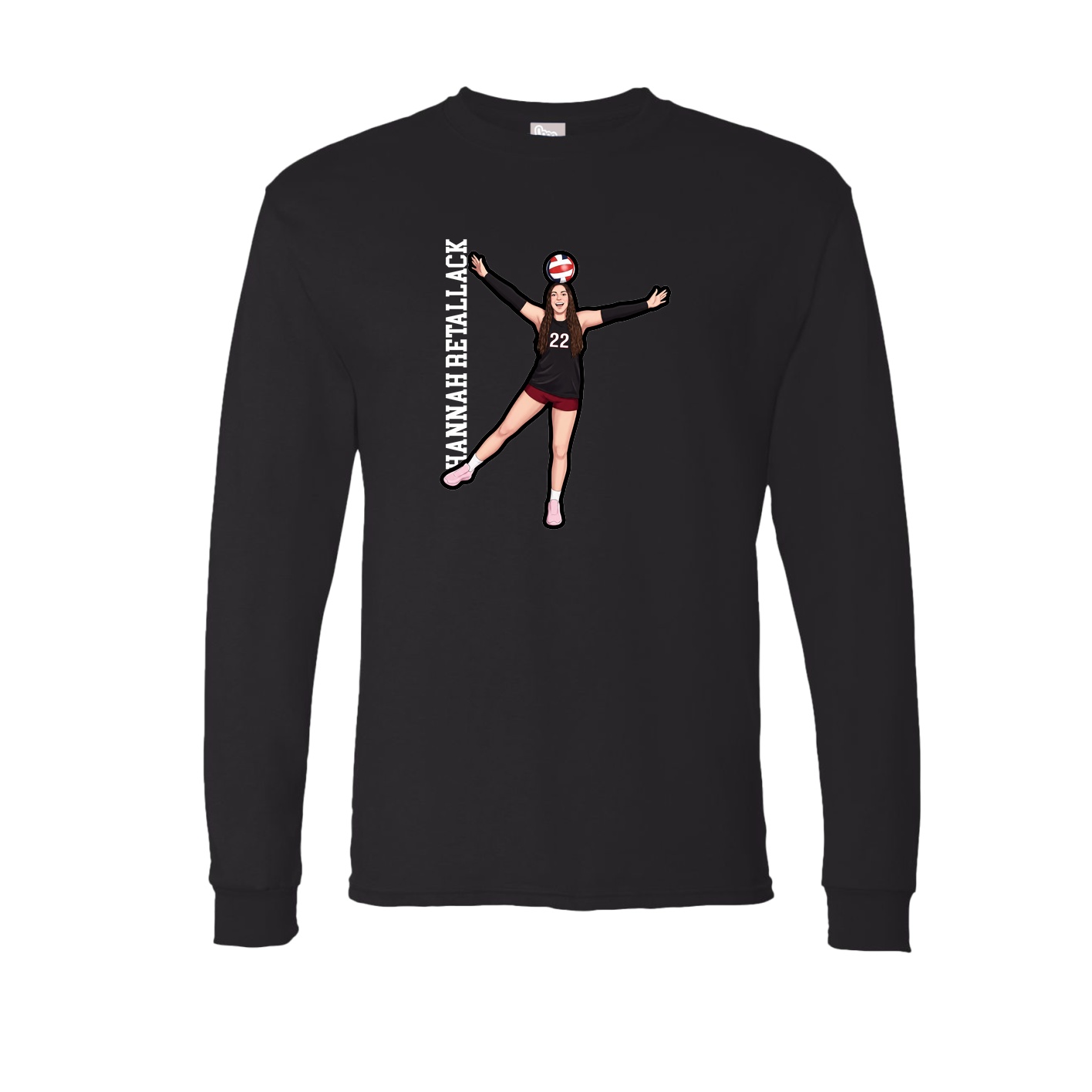Long Sleeve Tee — Name Vertical in Black
