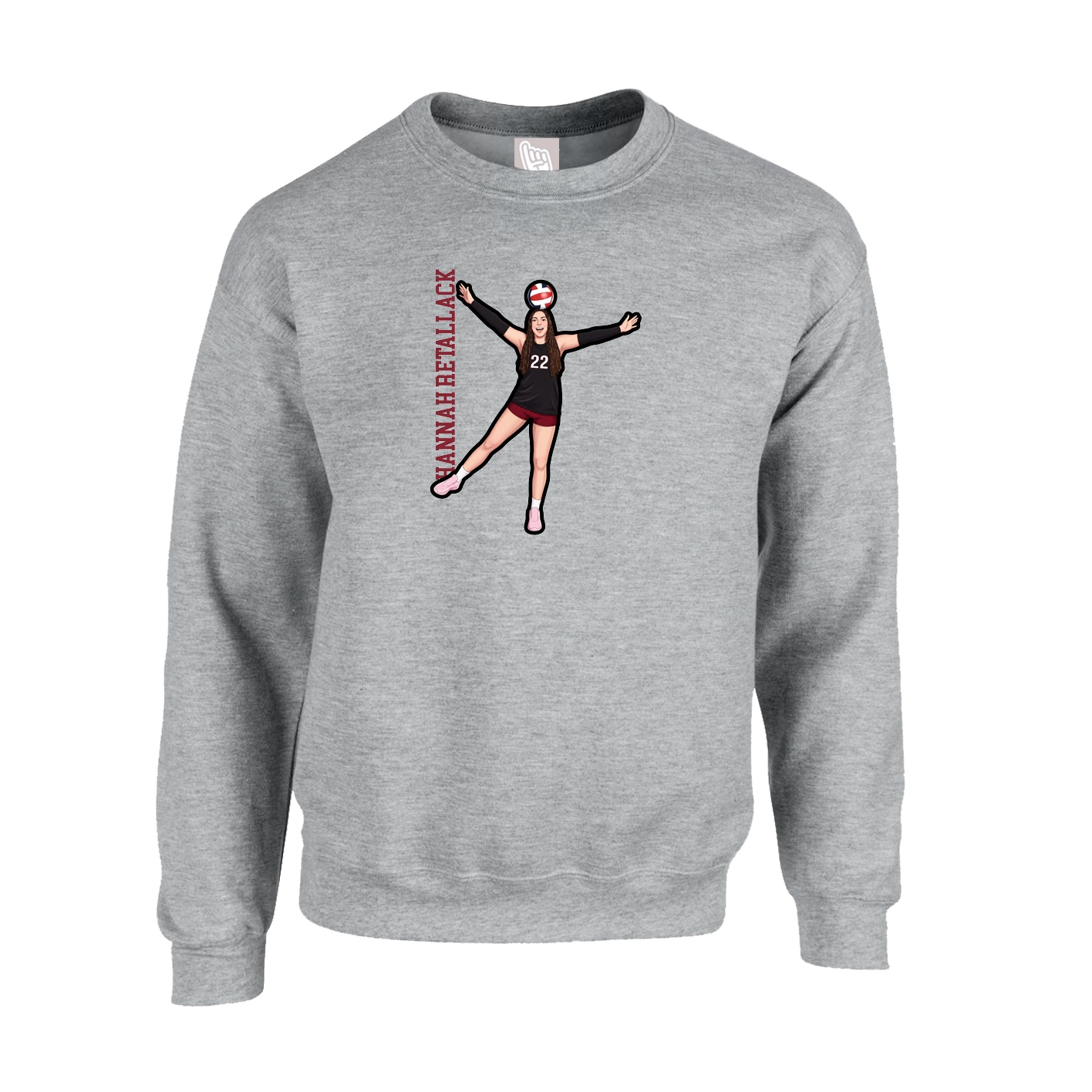 Fleece Crew — Name Vertical in Grey