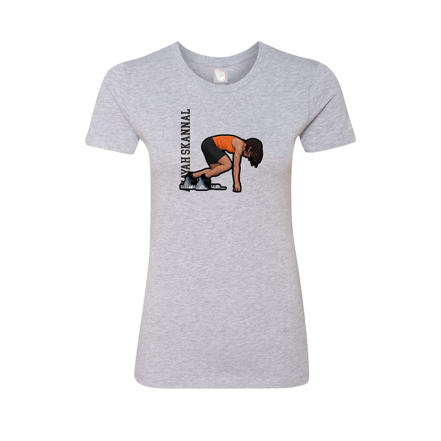 Womens Tee — Name Vertical in Grey