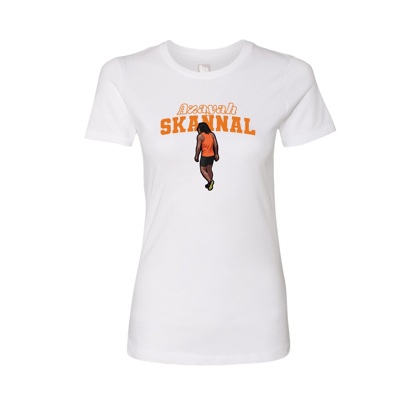 Womens Tee — Name Arch in White