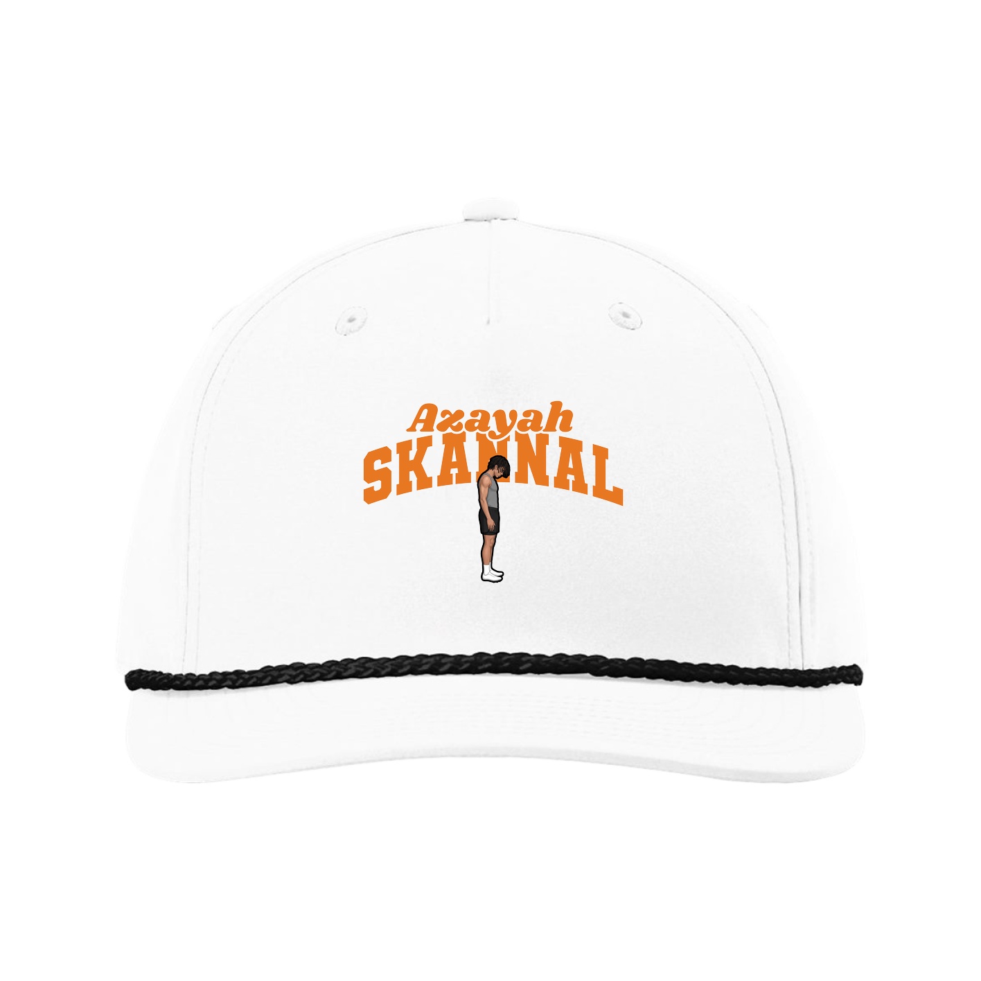 Five-Panel Classic Rope Cap — Signature Arch in White