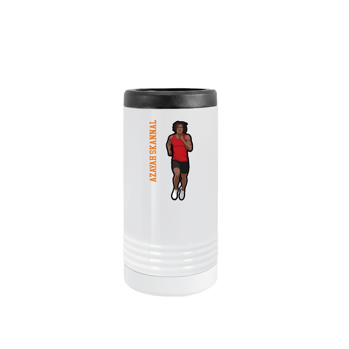 Slim Beverage Holder — Name Vertical in White