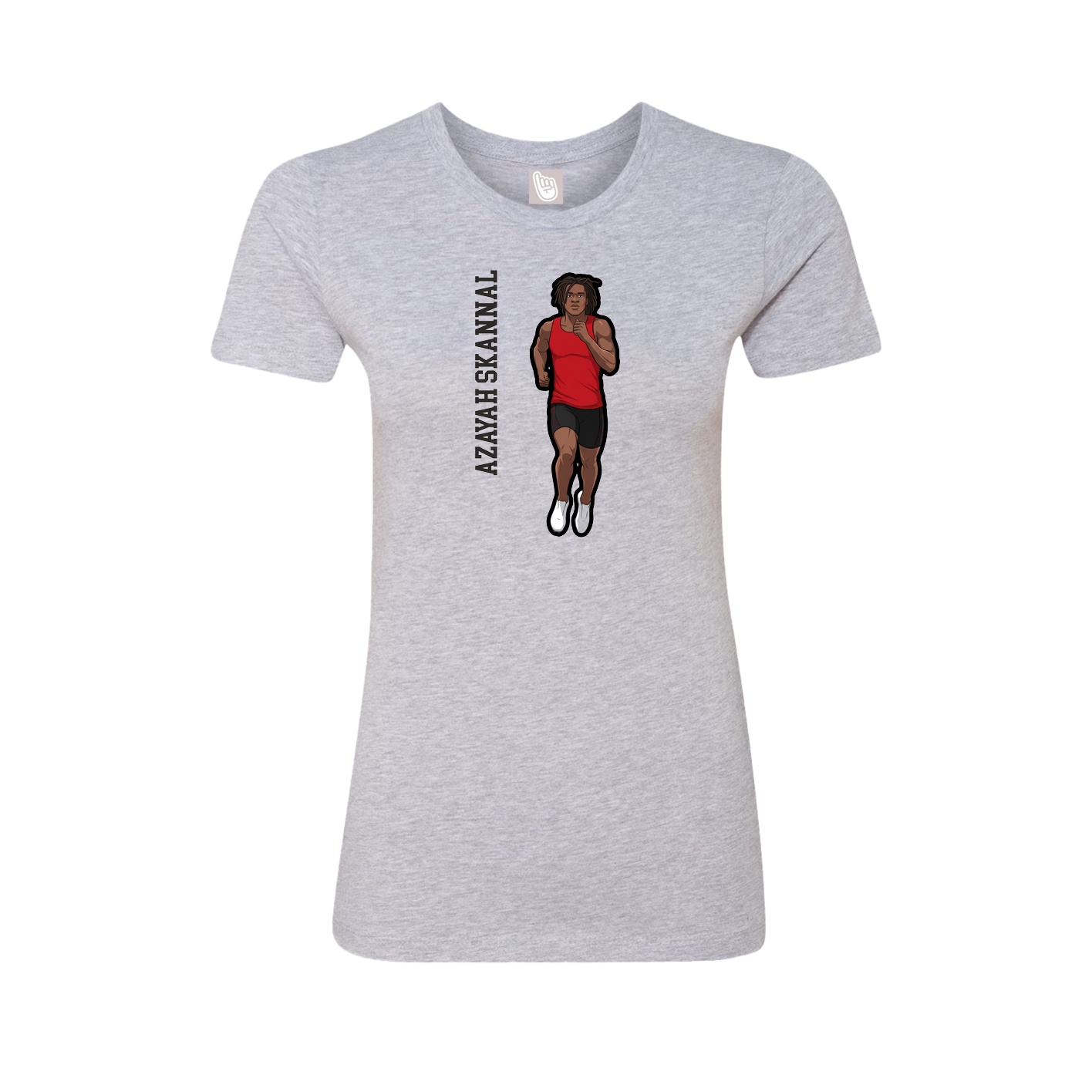 Womens Tee — Name Vertical in Grey