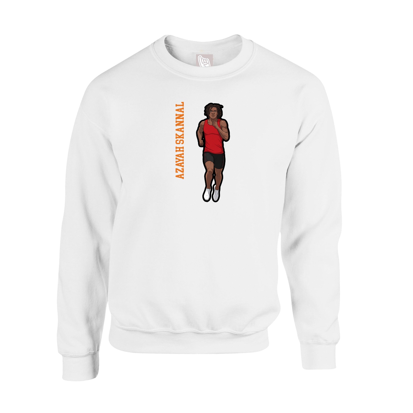 Fleece Crew — Name Vertical in White