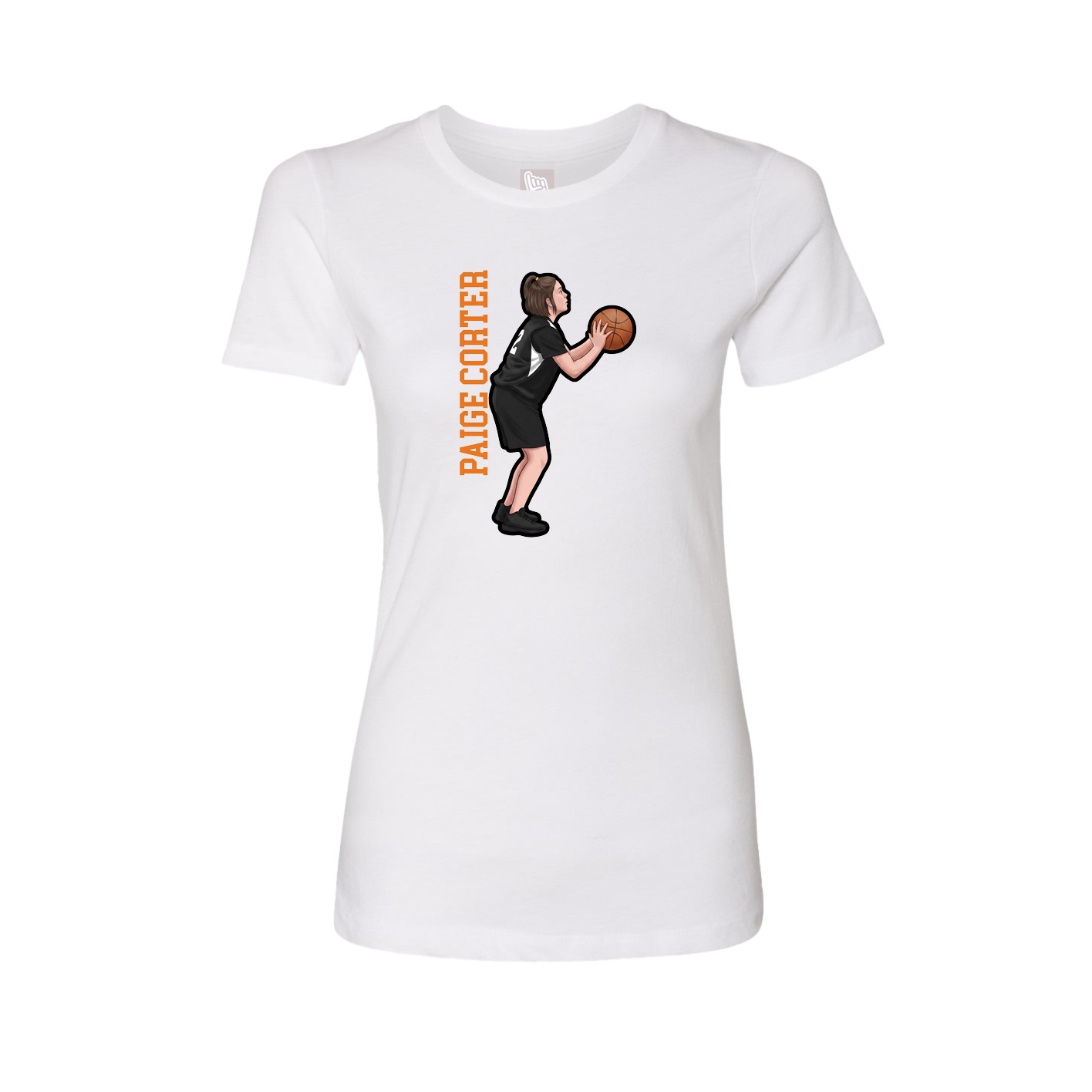 Fitted Women's Tee — Name Vertical in White