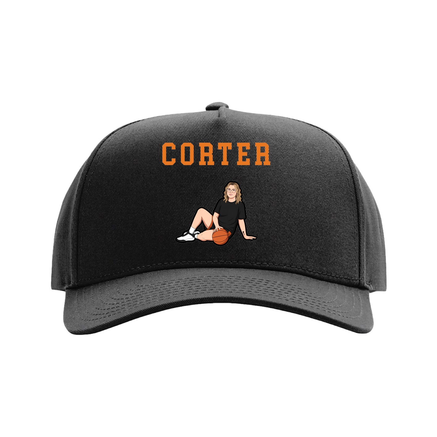Full Fabric Five-Panel Champ Cap — Shirsey in Black