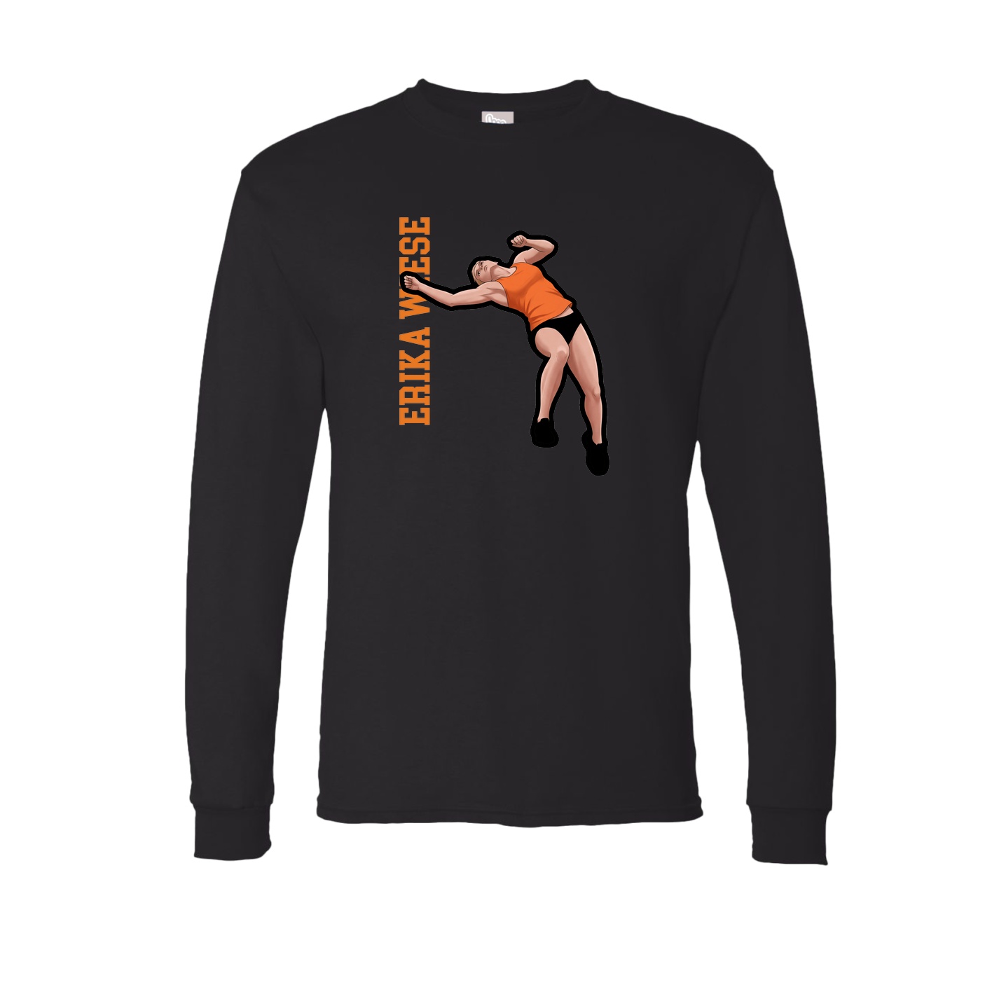 Long Sleeve Tee — Name Vertical in Black