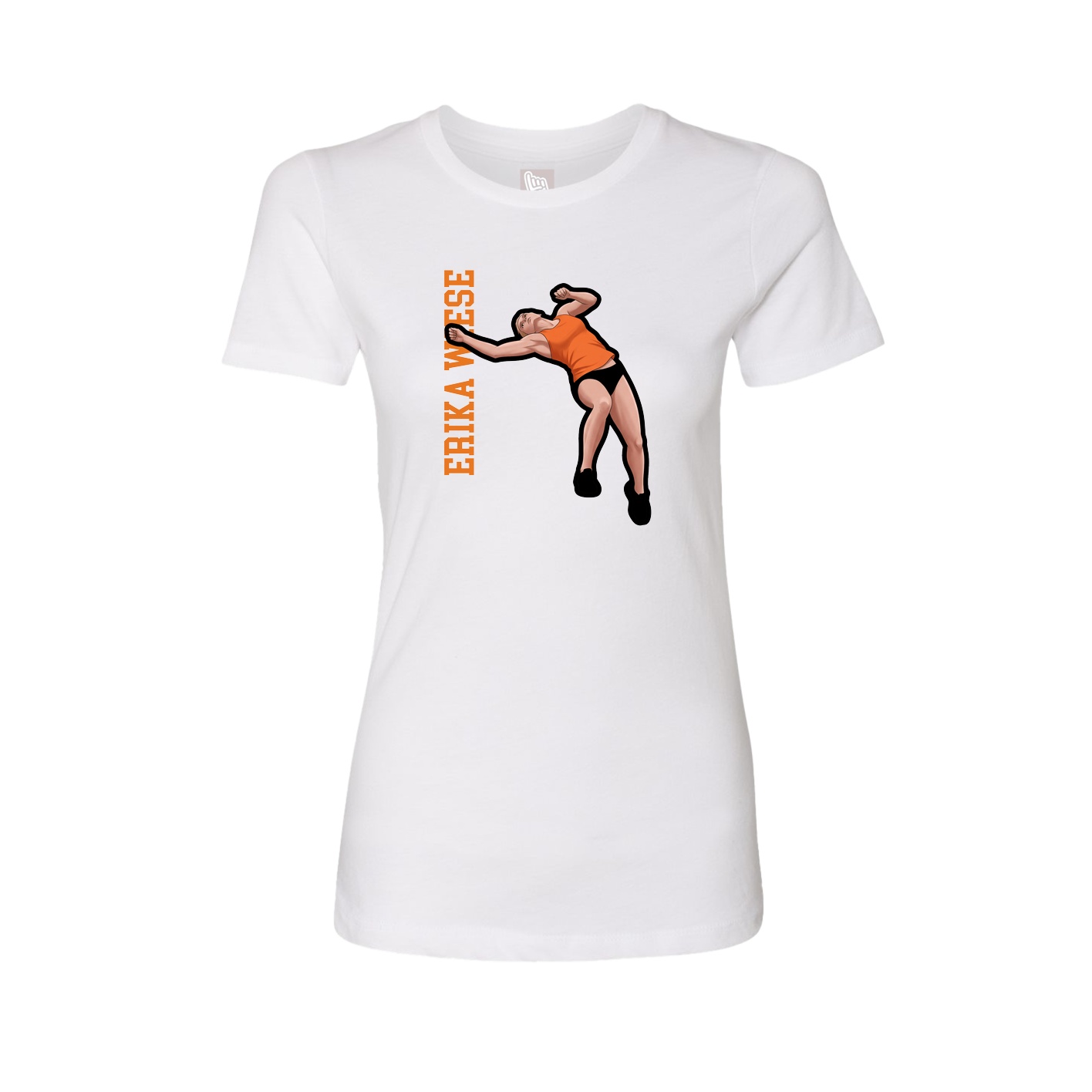 Fitted Women's Tee — Name Vertical in White